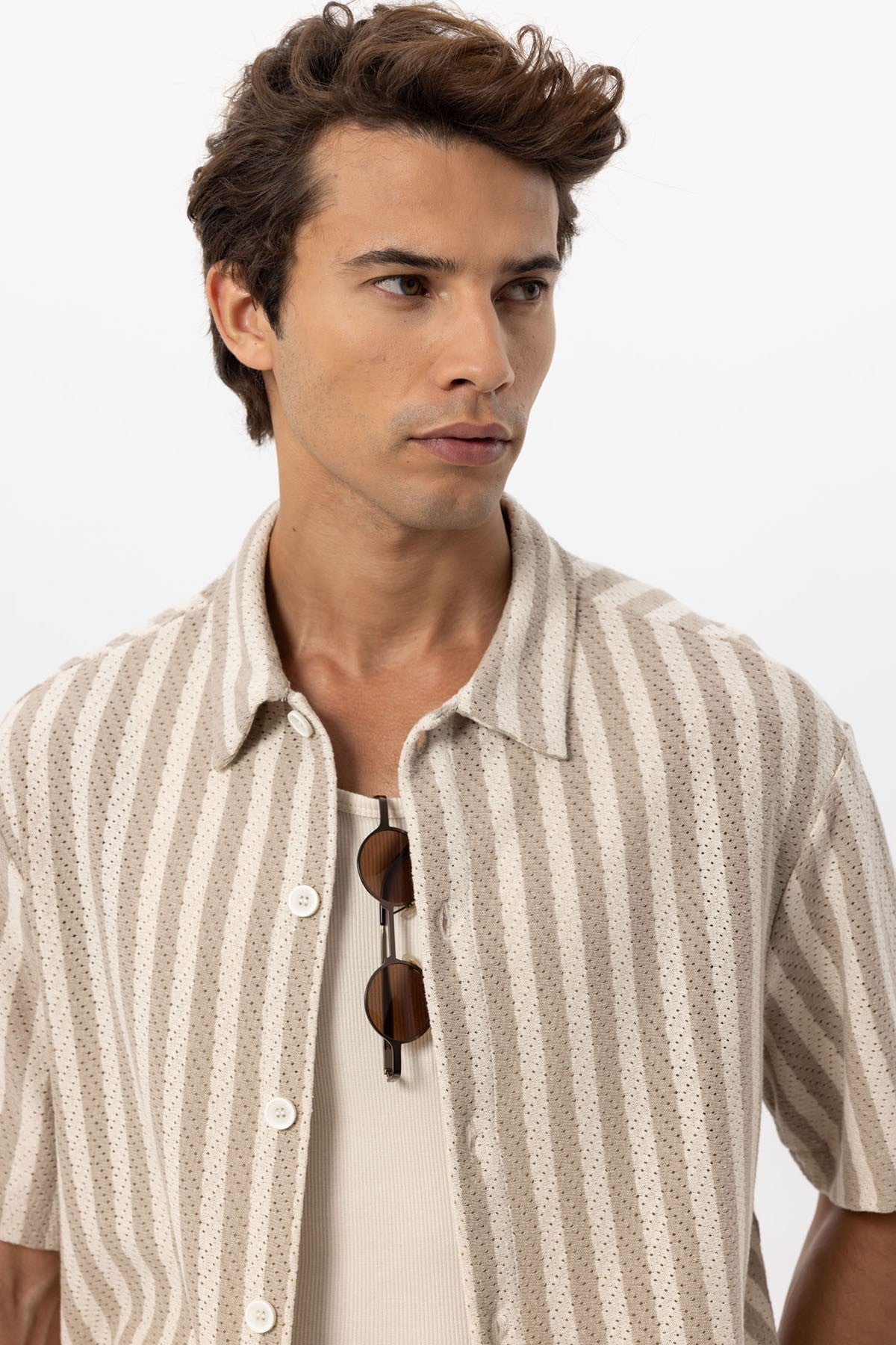 Antioch Oversized Openwork Striped Men's Shirt