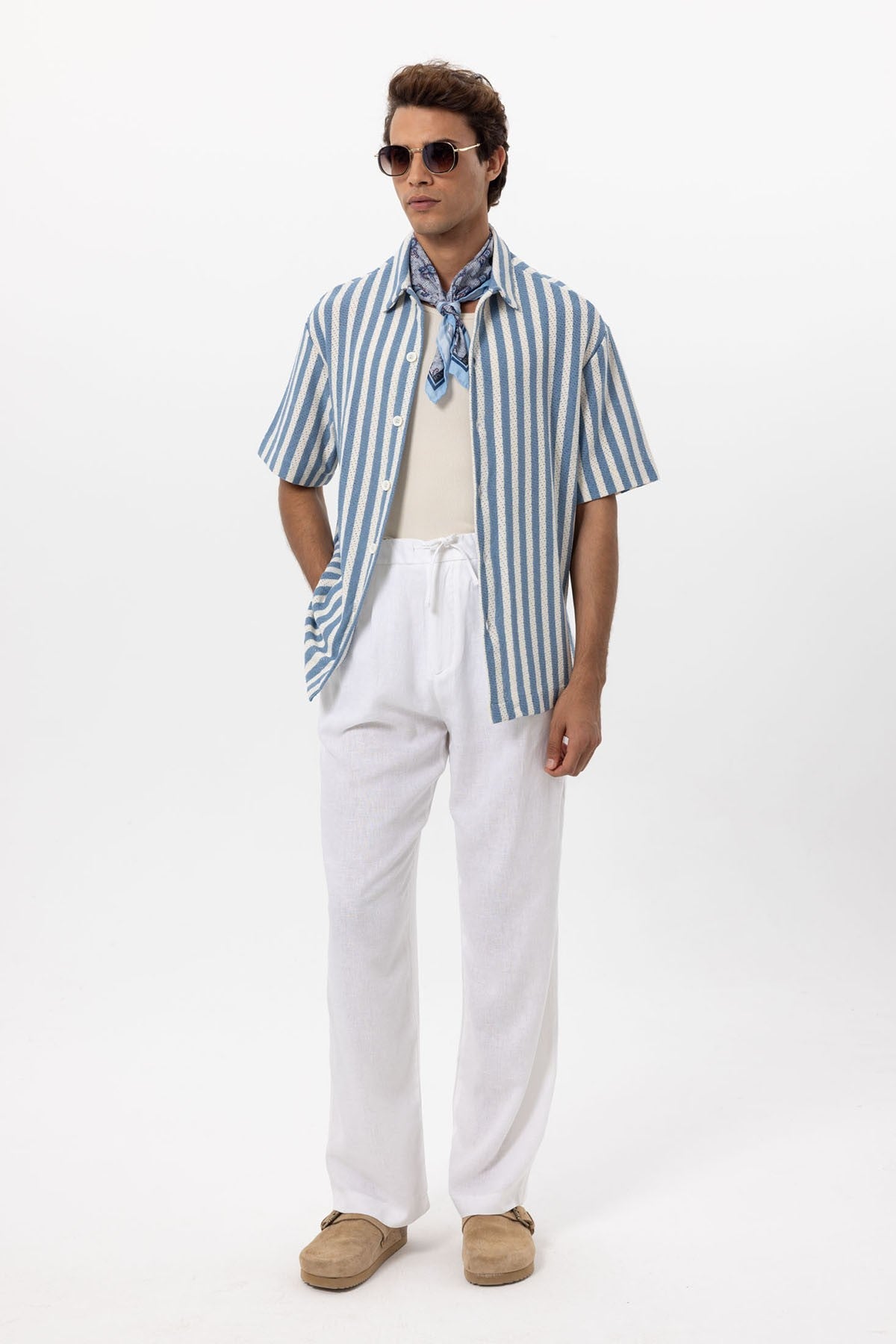 Antioch Oversized Openwork Striped Men's Shirt