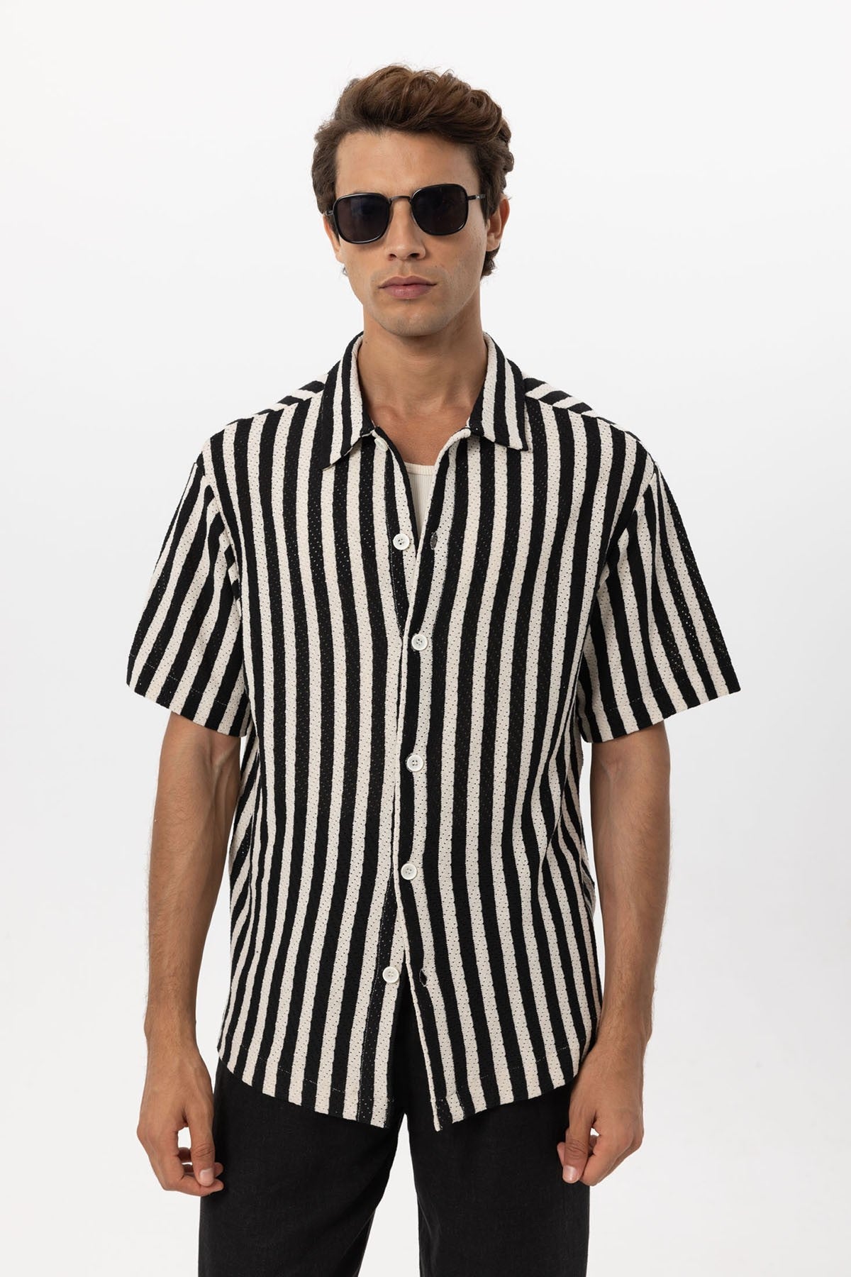 Antioch Oversized Openwork Striped Men's Shirt