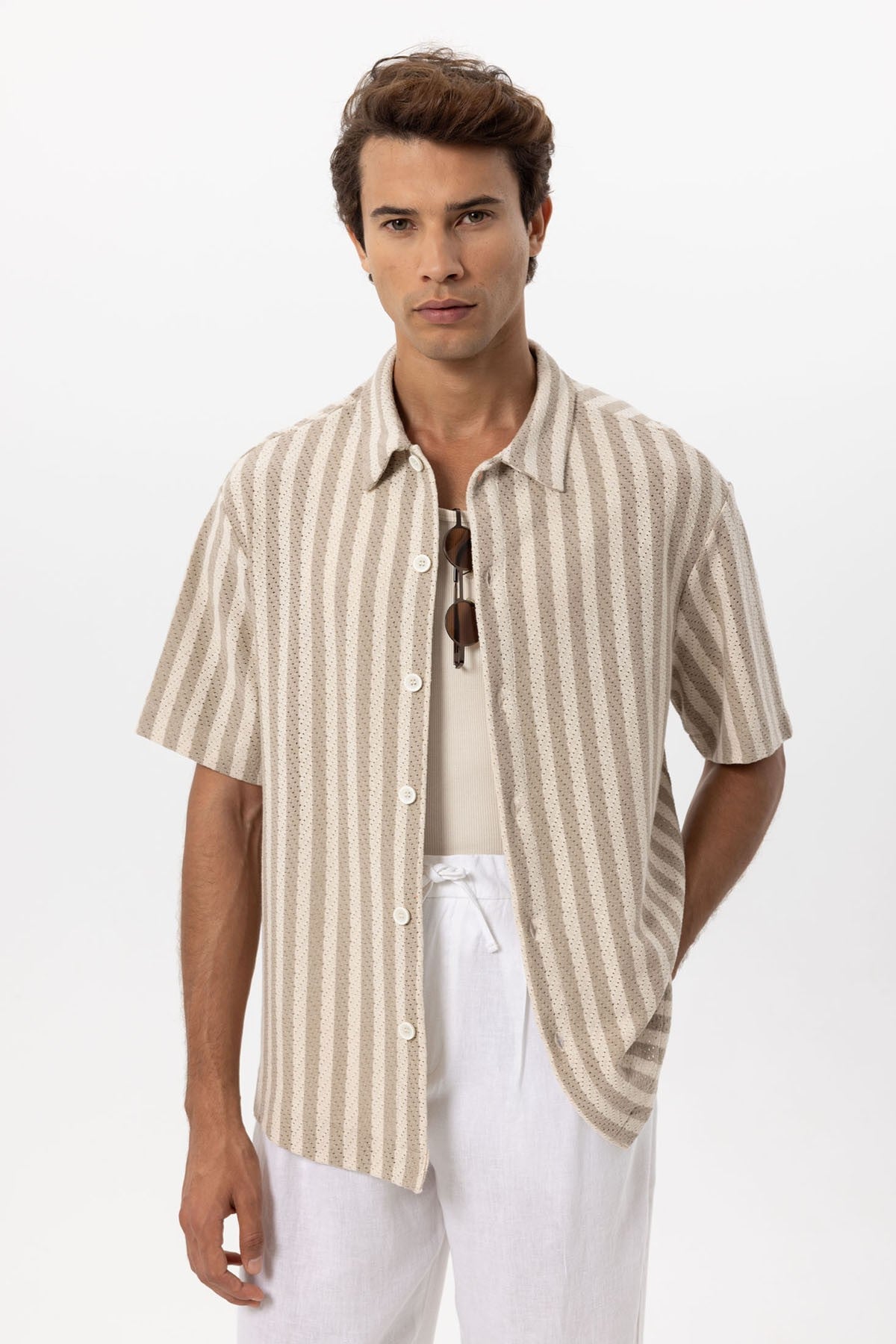 Antioch Oversized Openwork Striped Men's Shirt