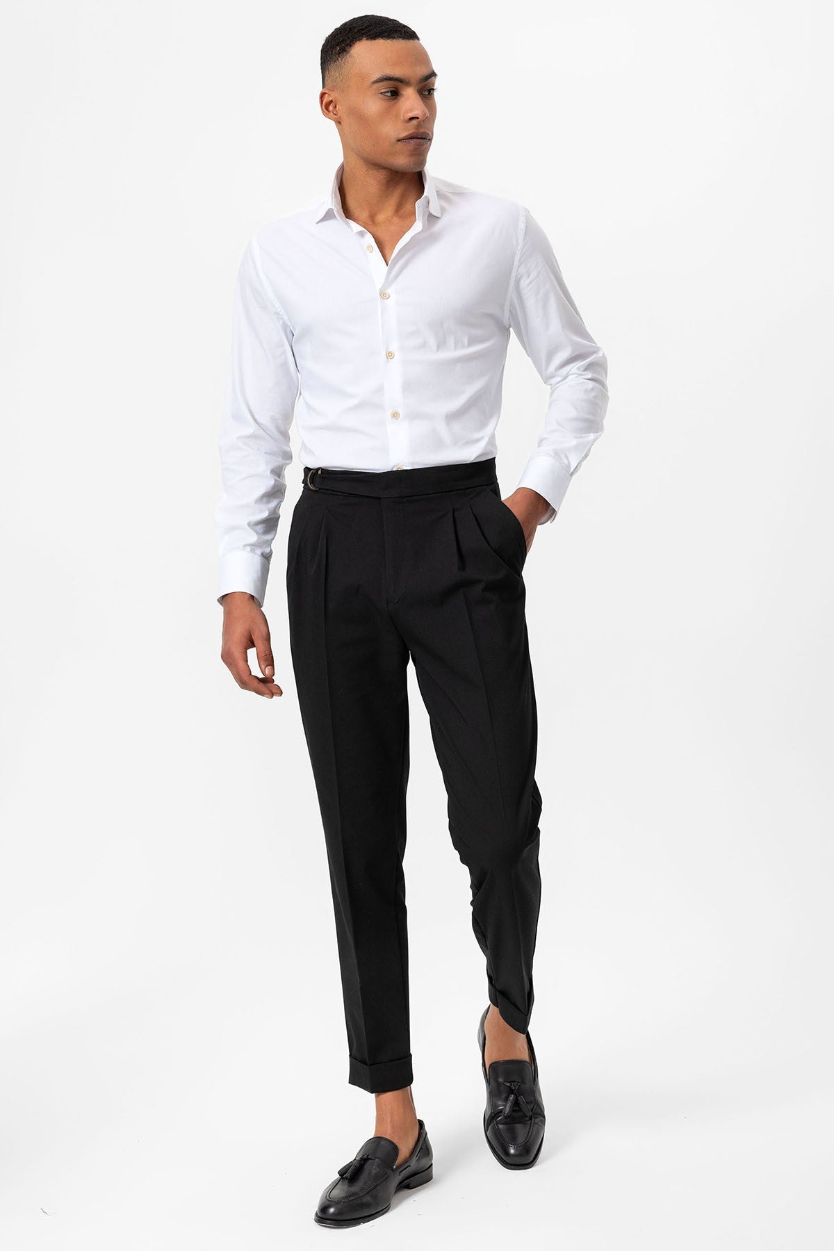 Antioch High-Waisted Buckle-Closure Pleated Men's Pants
