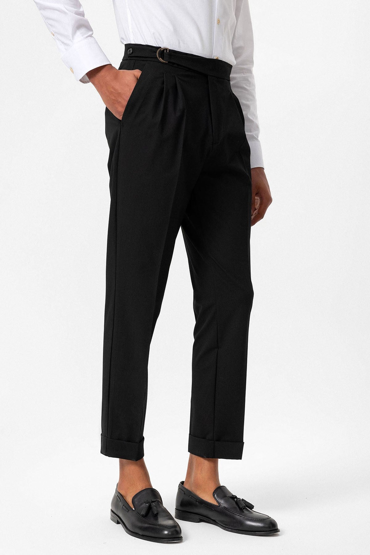 Antioch High-Waisted Buckle-Closure Pleated Men's Pants
