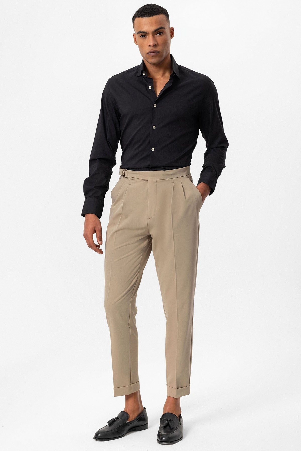 Antioch High-Waisted Buckle-Closure Pleated Men's Pants