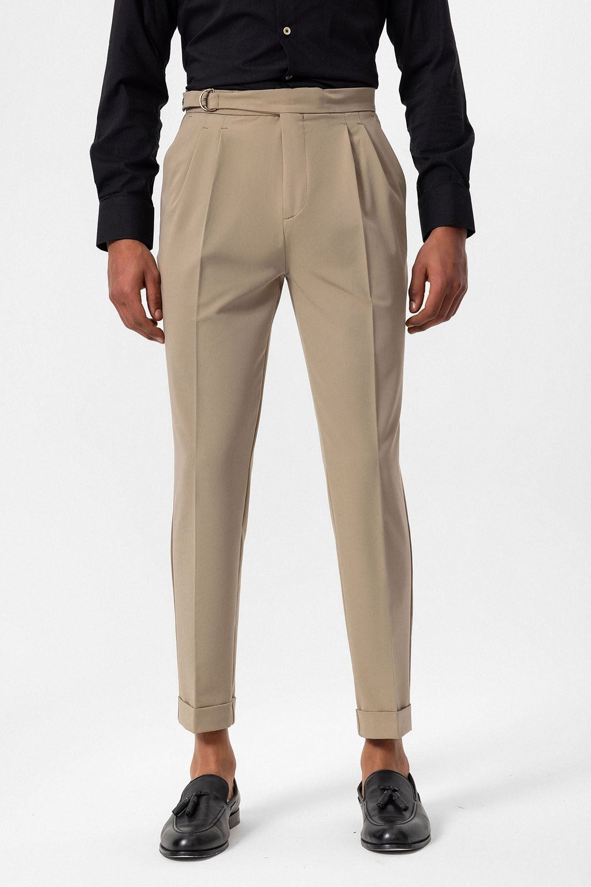 Antioch High-Waisted Buckle-Closure Pleated Men's Pants