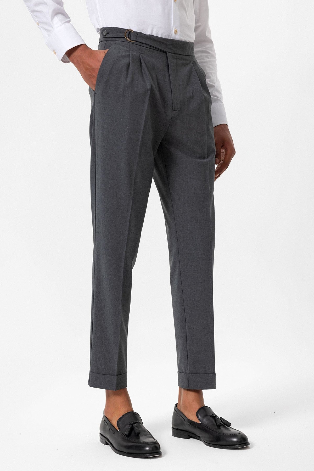 Antioch High-Waisted Buckle-Closure Pleated Men's Pants