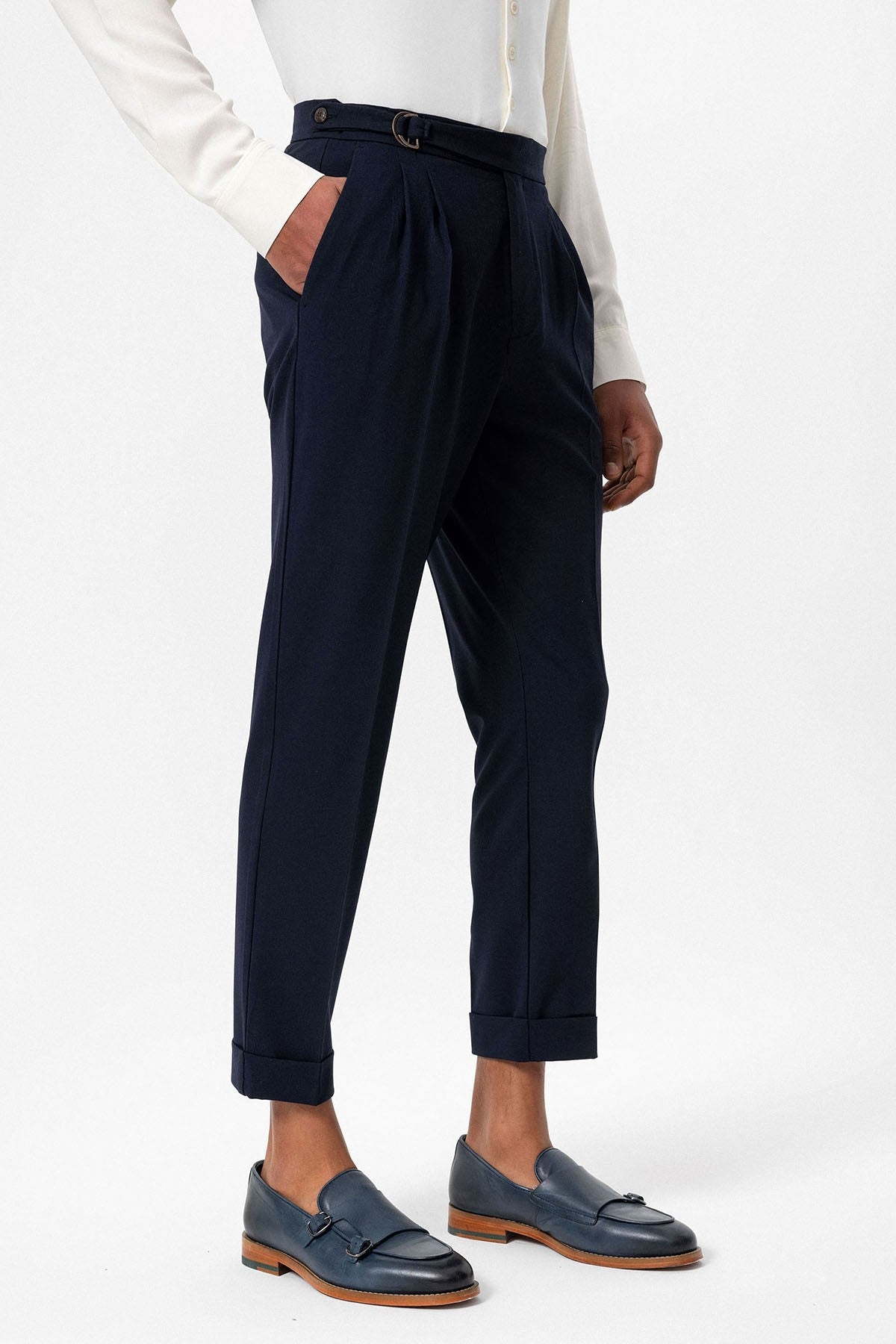 Antioch High-Waisted Buckle-Closure Pleated Men's Pants
