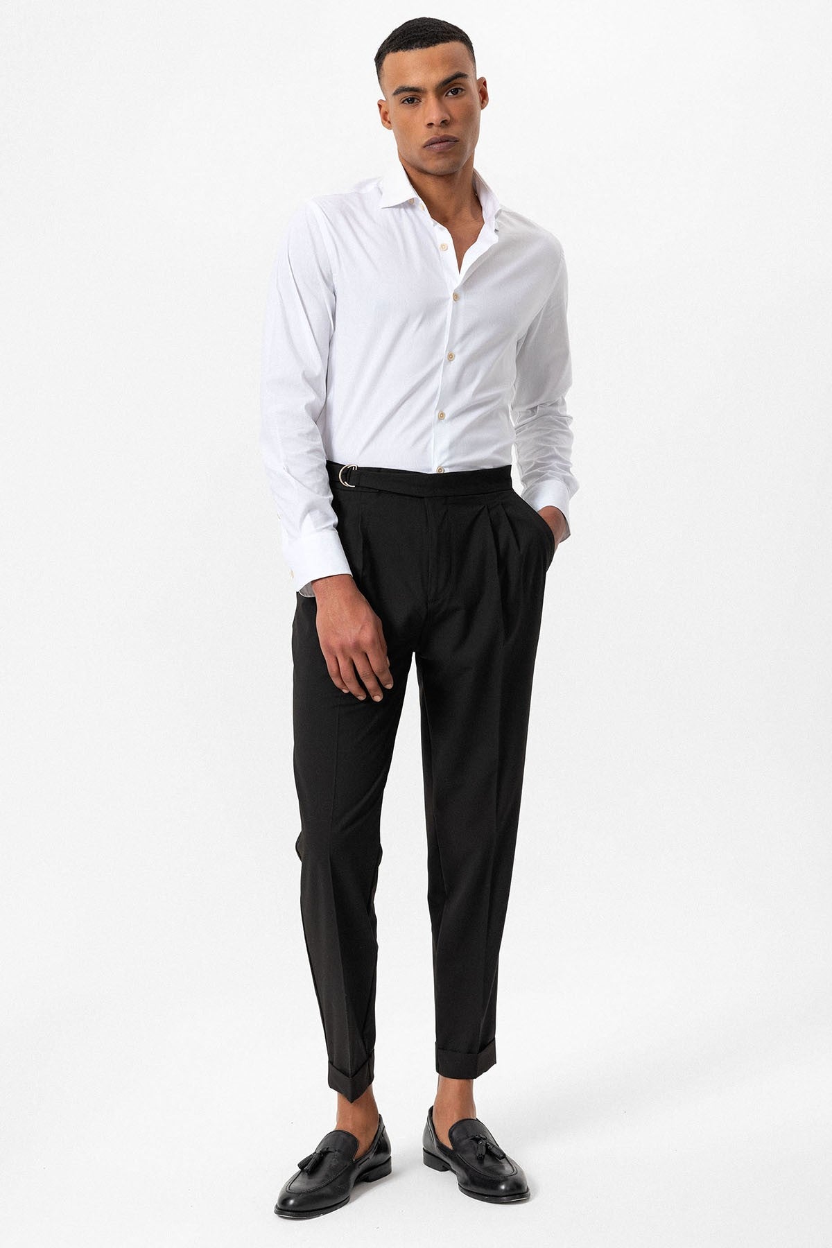 Antioch High-Waisted Buckle-Closure Pleated Men's Pants