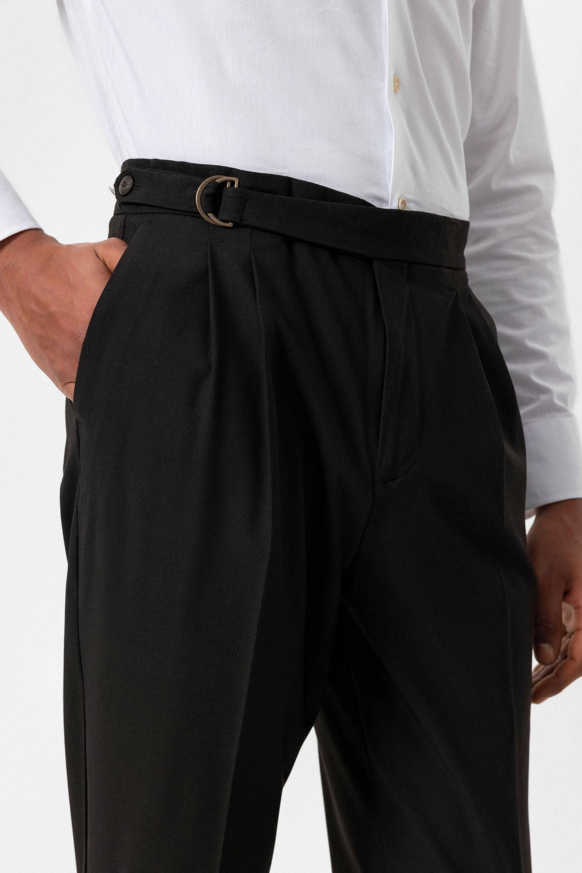 Antioch High-Waisted Buckle-Closure Pleated Men's Pants