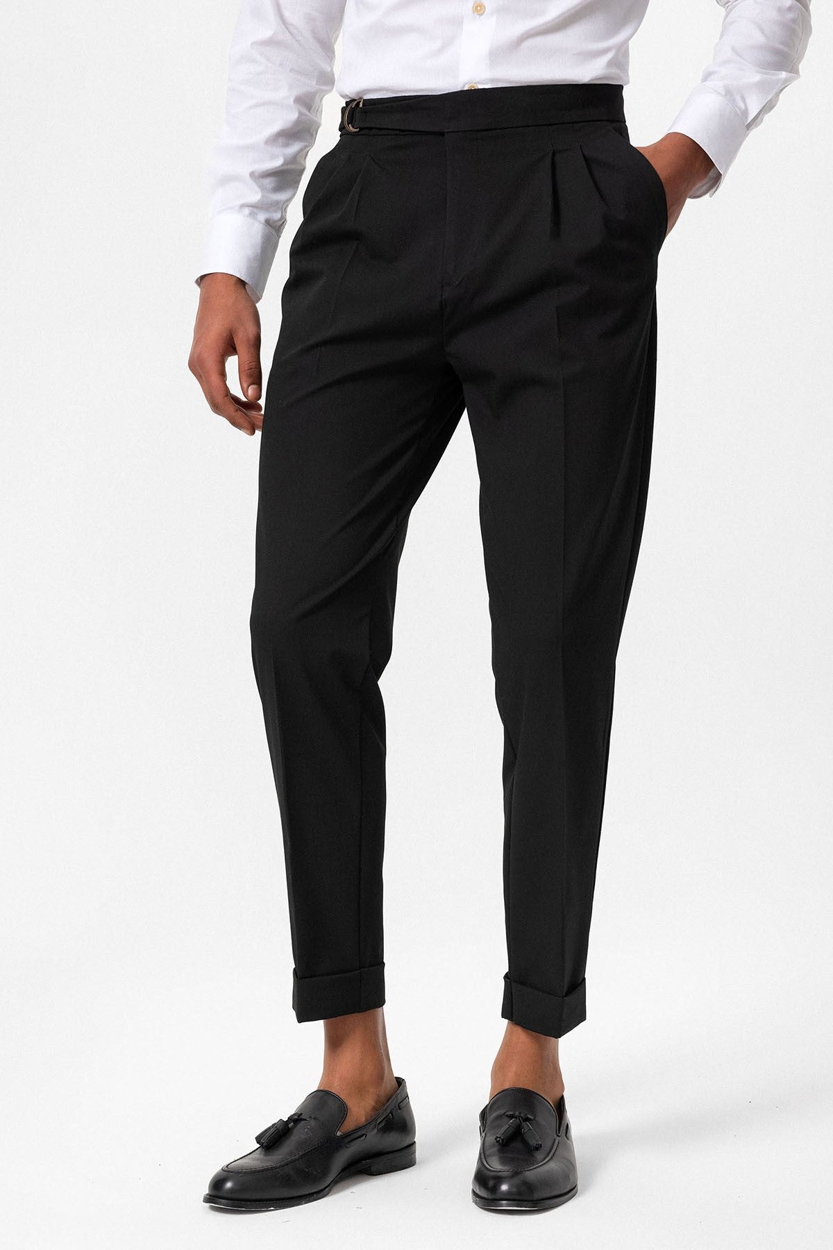 Antioch High-Waisted Buckle-Closure Pleated Men's Pants