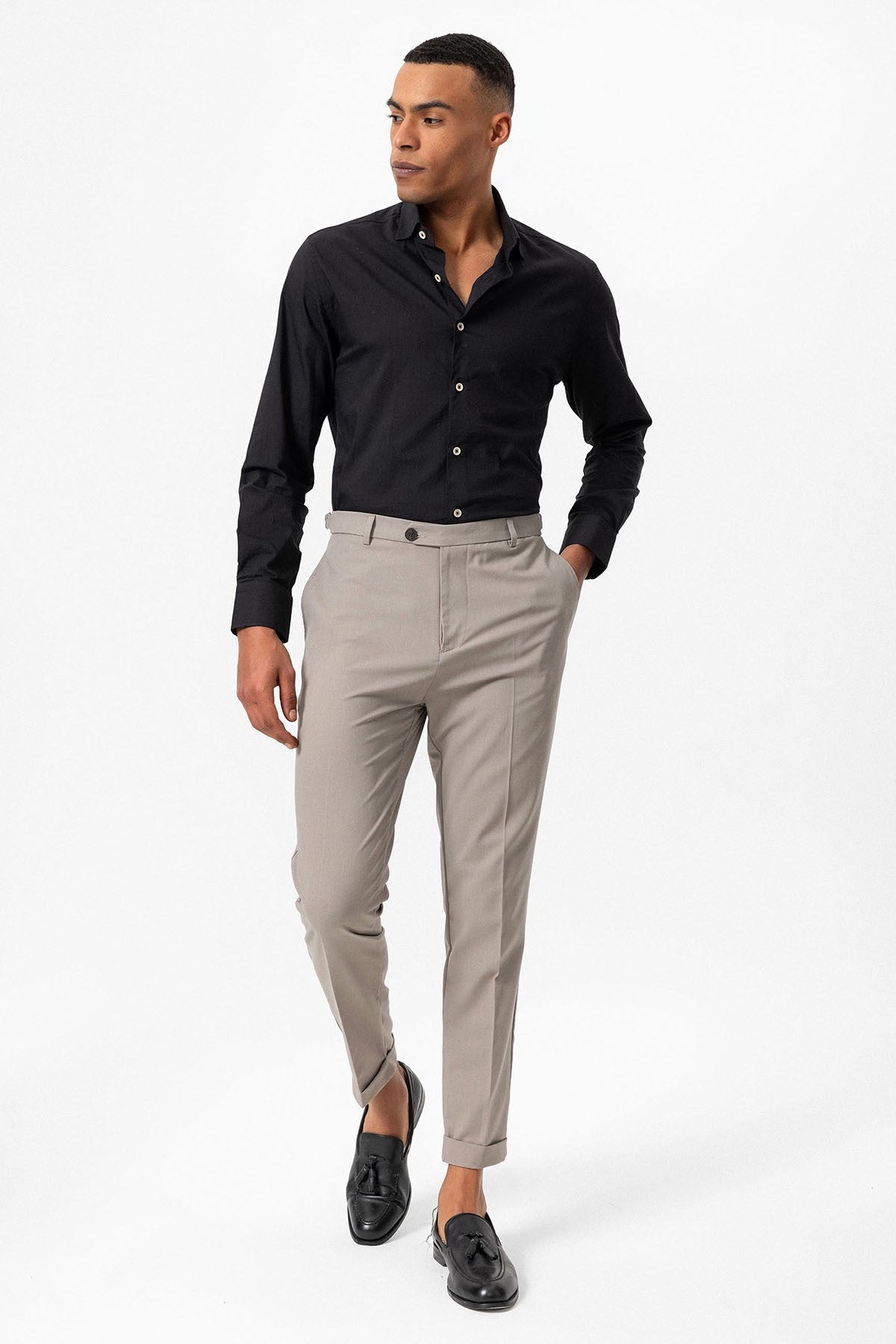 Slim-Fit Men's Pants with Double-Wide Legs