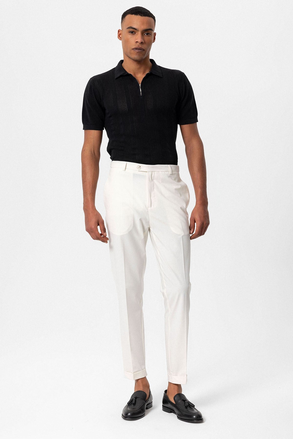 Slim-Fit Men's Pants with Double-Wide Legs
