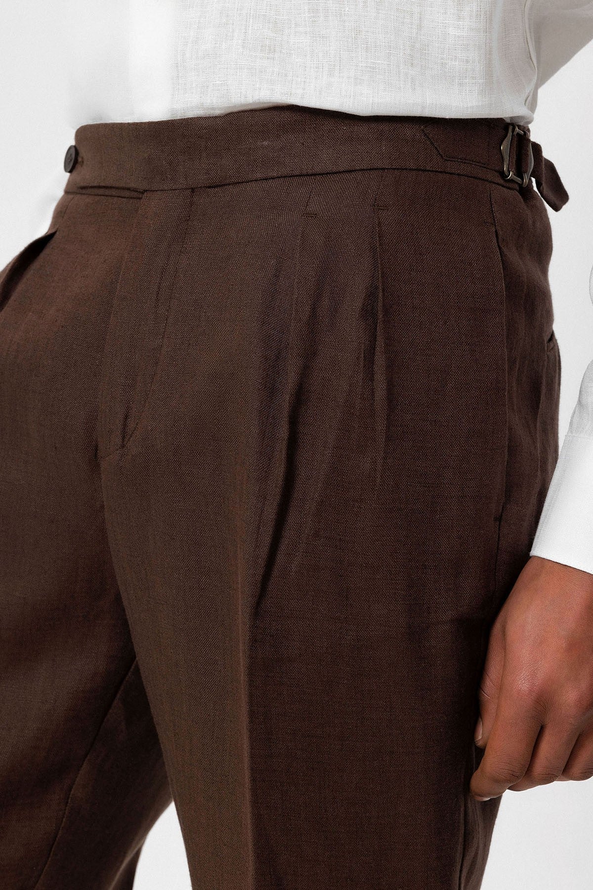 100% Linen High-Waisted Pleated Men's Pants