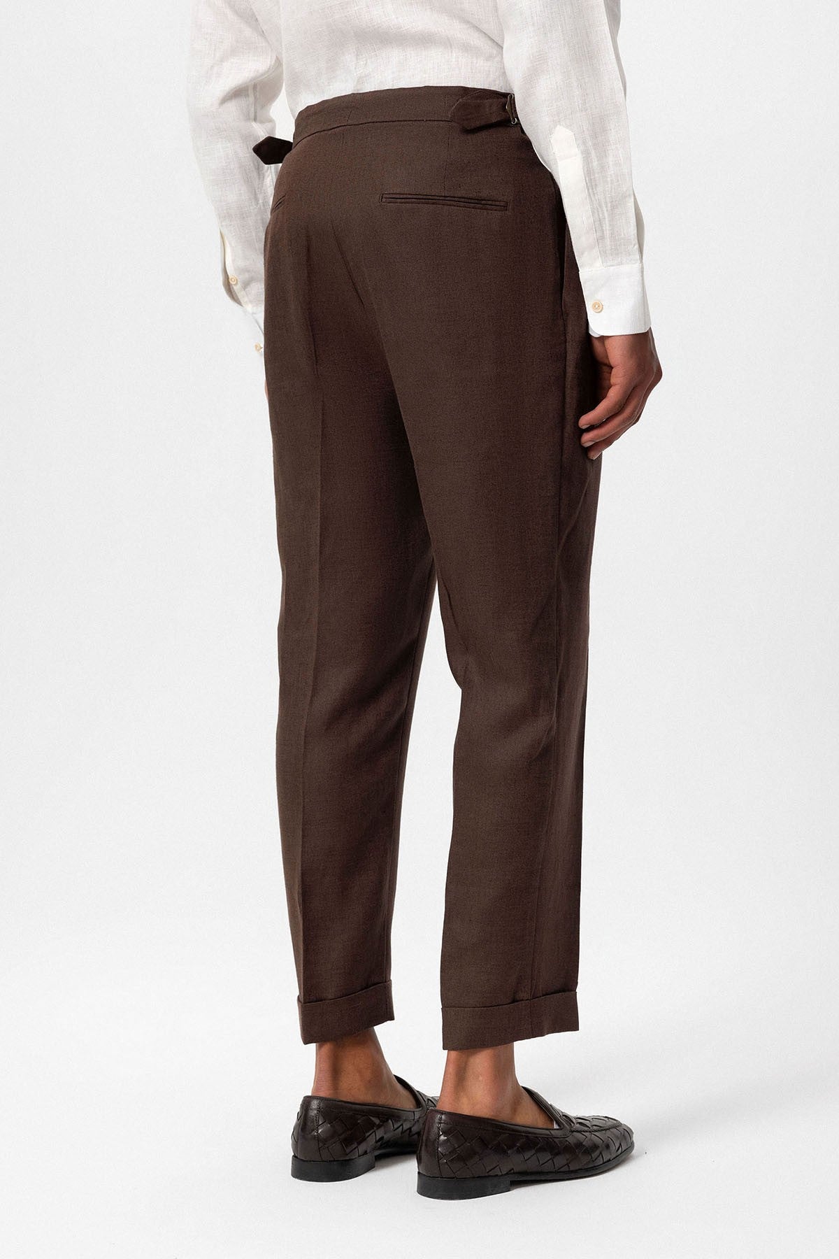 100% Linen High-Waisted Pleated Men's Pants