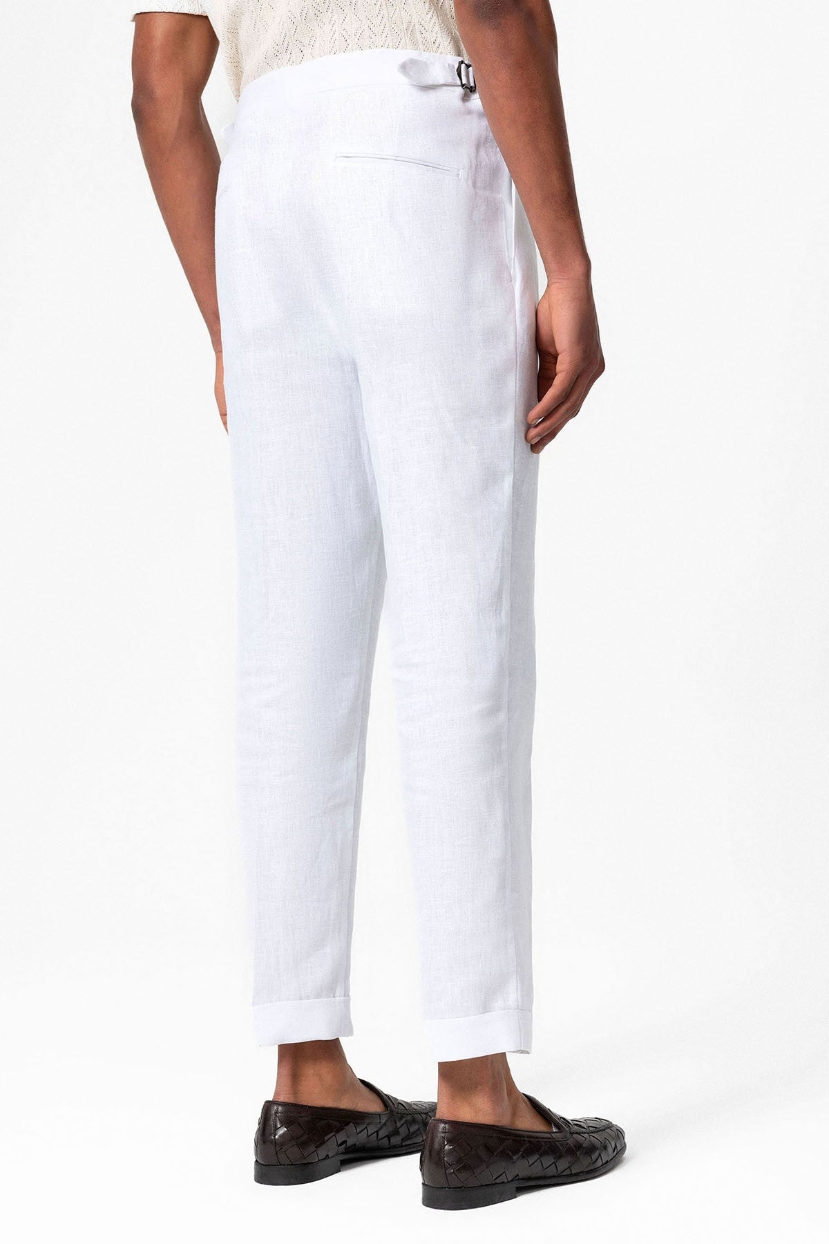 100% Linen High-Waisted Pleated Men's Pants
