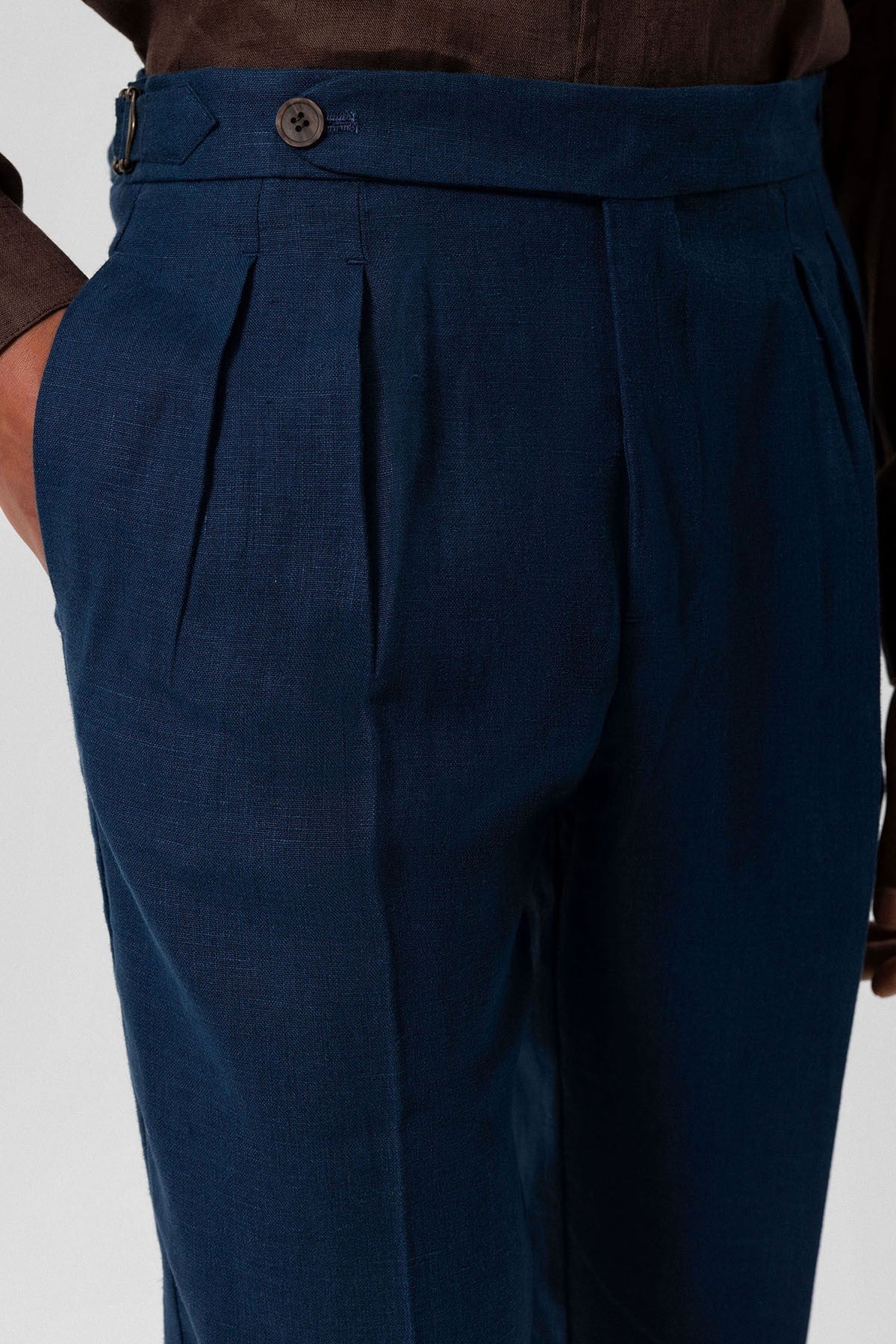 100% Linen High-Waisted Pleated Men's Pants