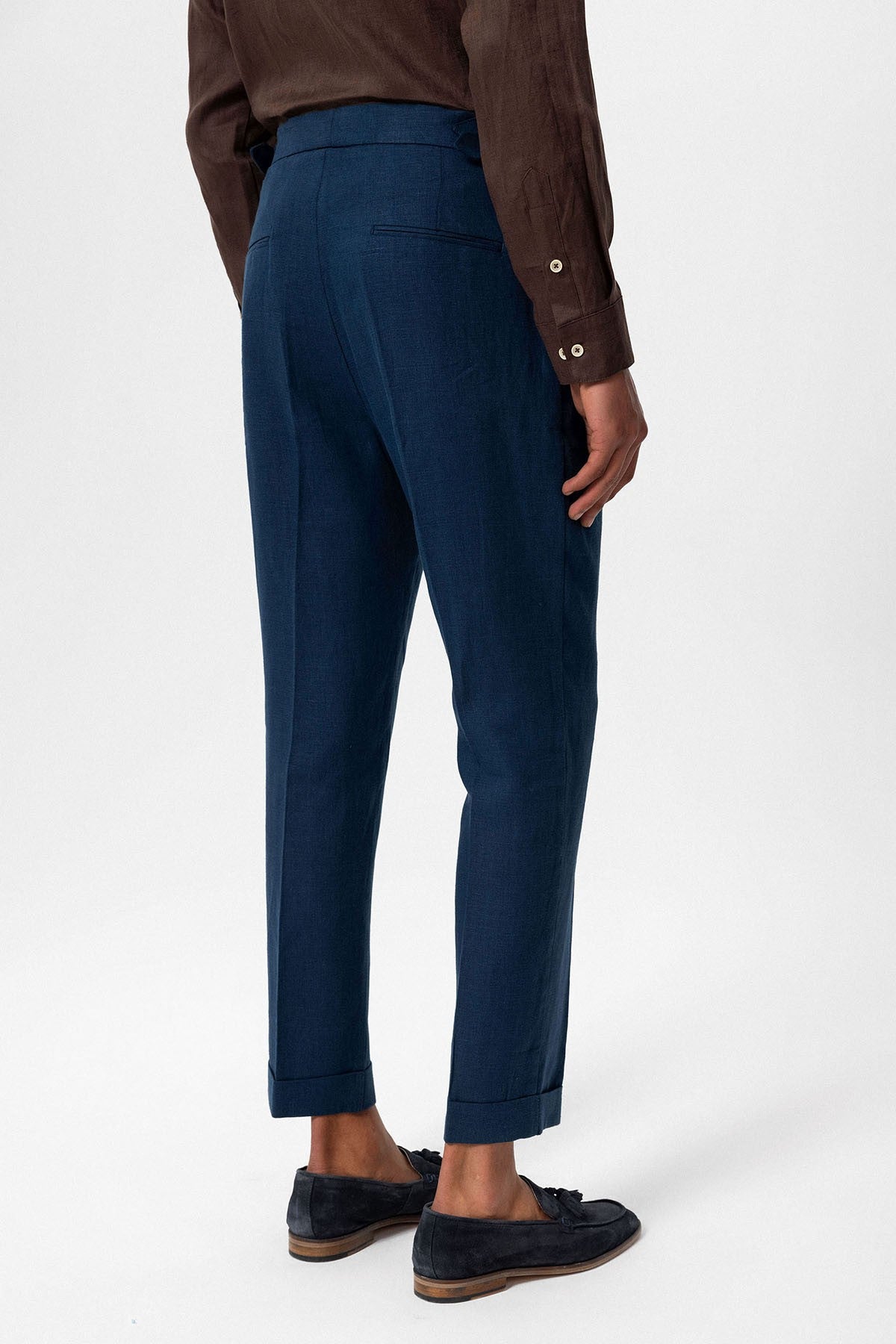 100% Linen High-Waisted Pleated Men's Pants
