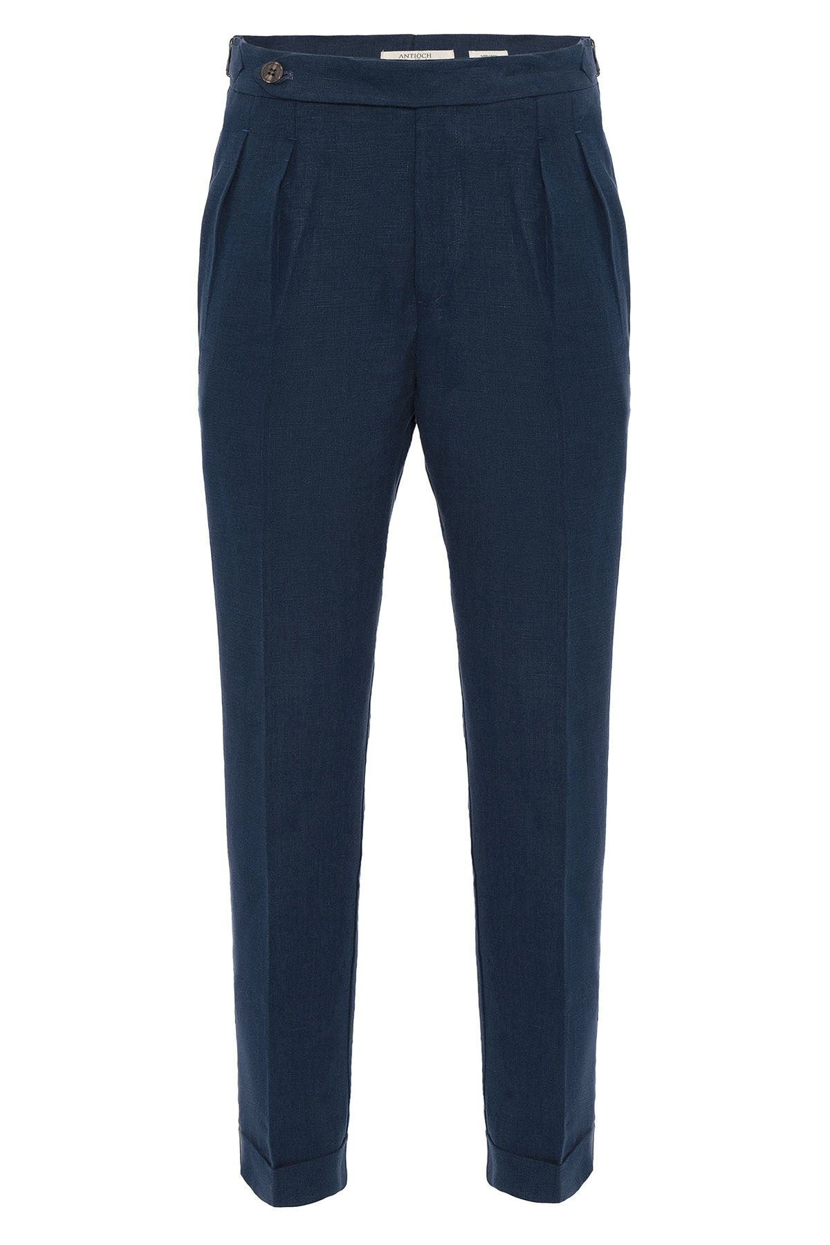 100% Linen High-Waisted Pleated Men's Pants