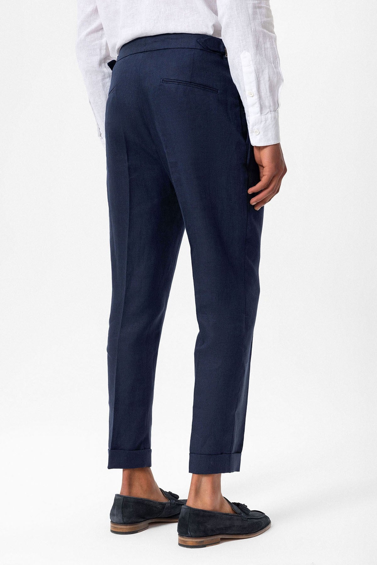 100% Linen High-Waisted Pleated Men's Pants