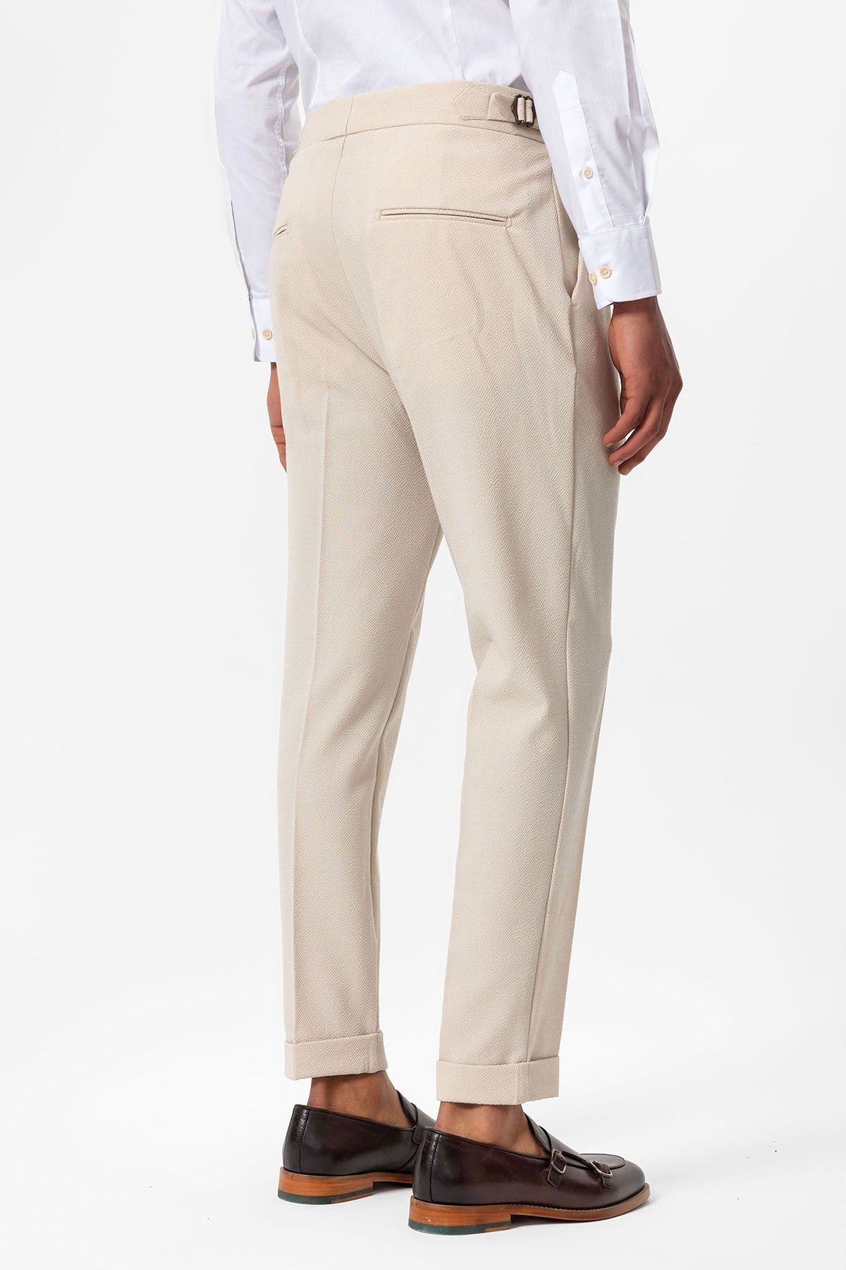 High-Waisted Pleated Textured Men's Pants
