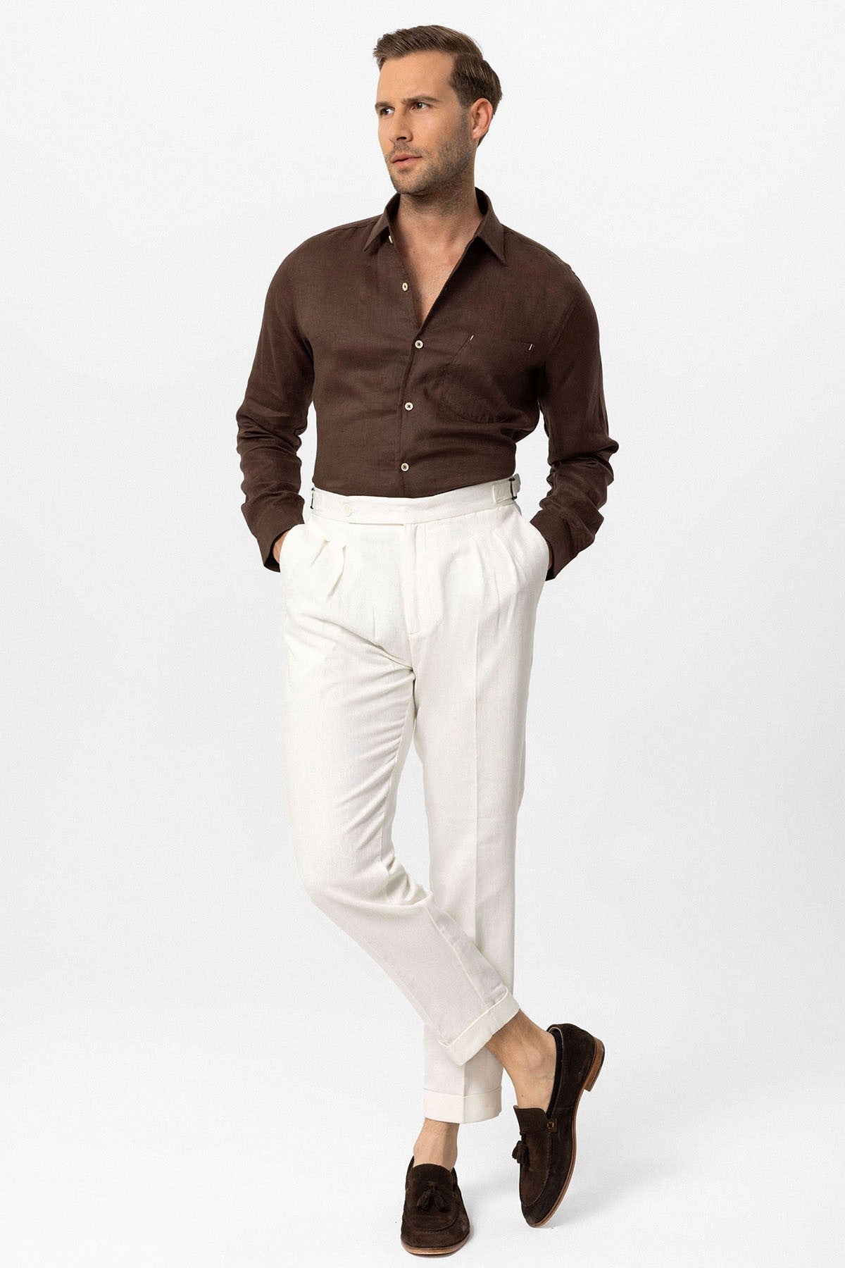 Antioch High-Waisted Linen-Blend Double-Cuff Men's Pants