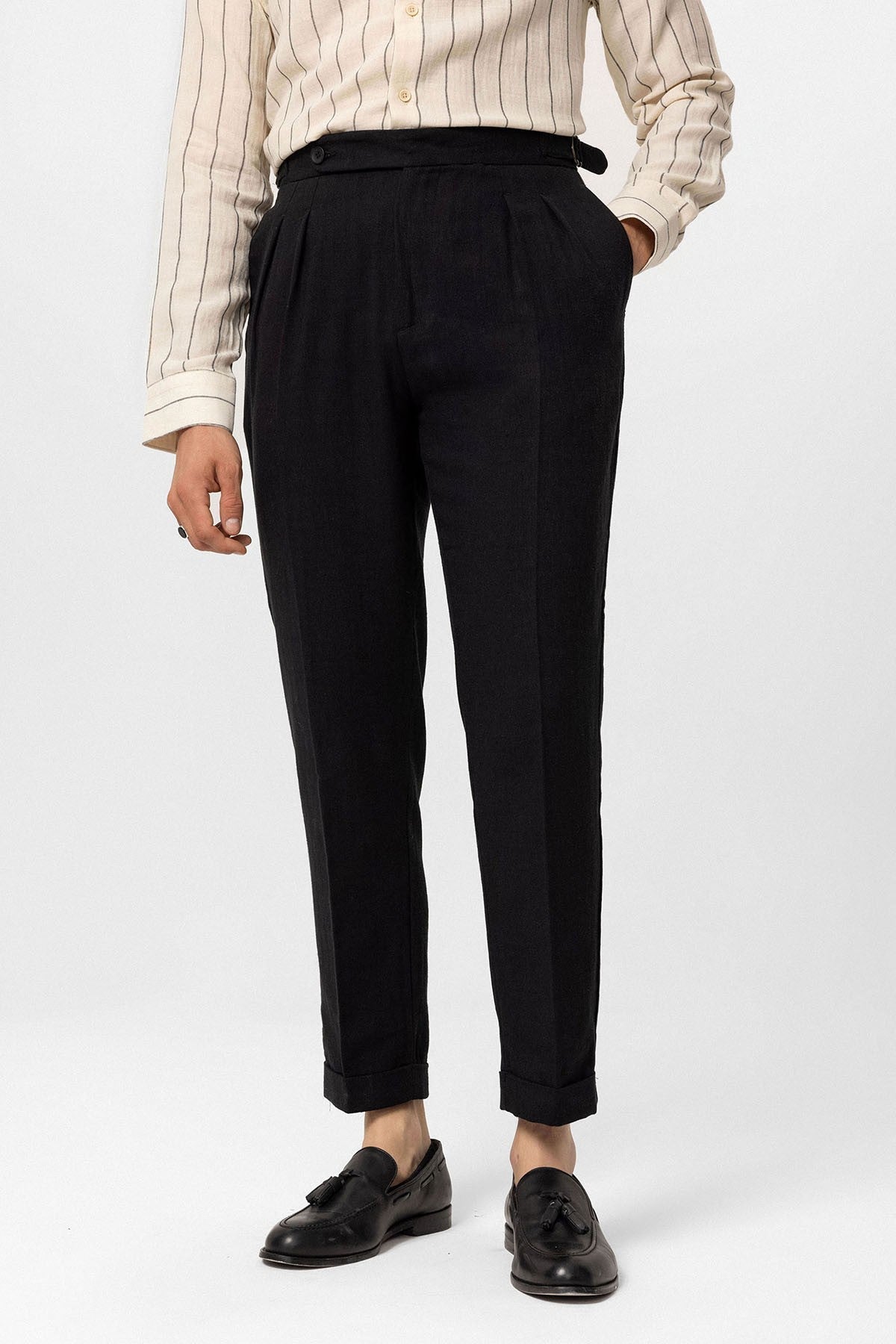 Antioch High-Waisted Linen-Blend Double-Cuff Men's Pants