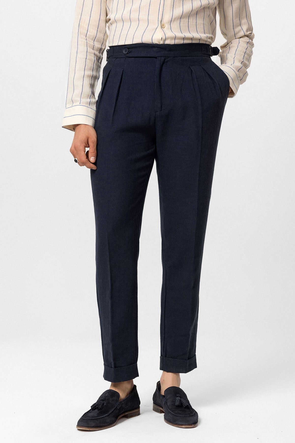 Antioch High-Waisted Linen-Blend Double-Cuff Men's Pants