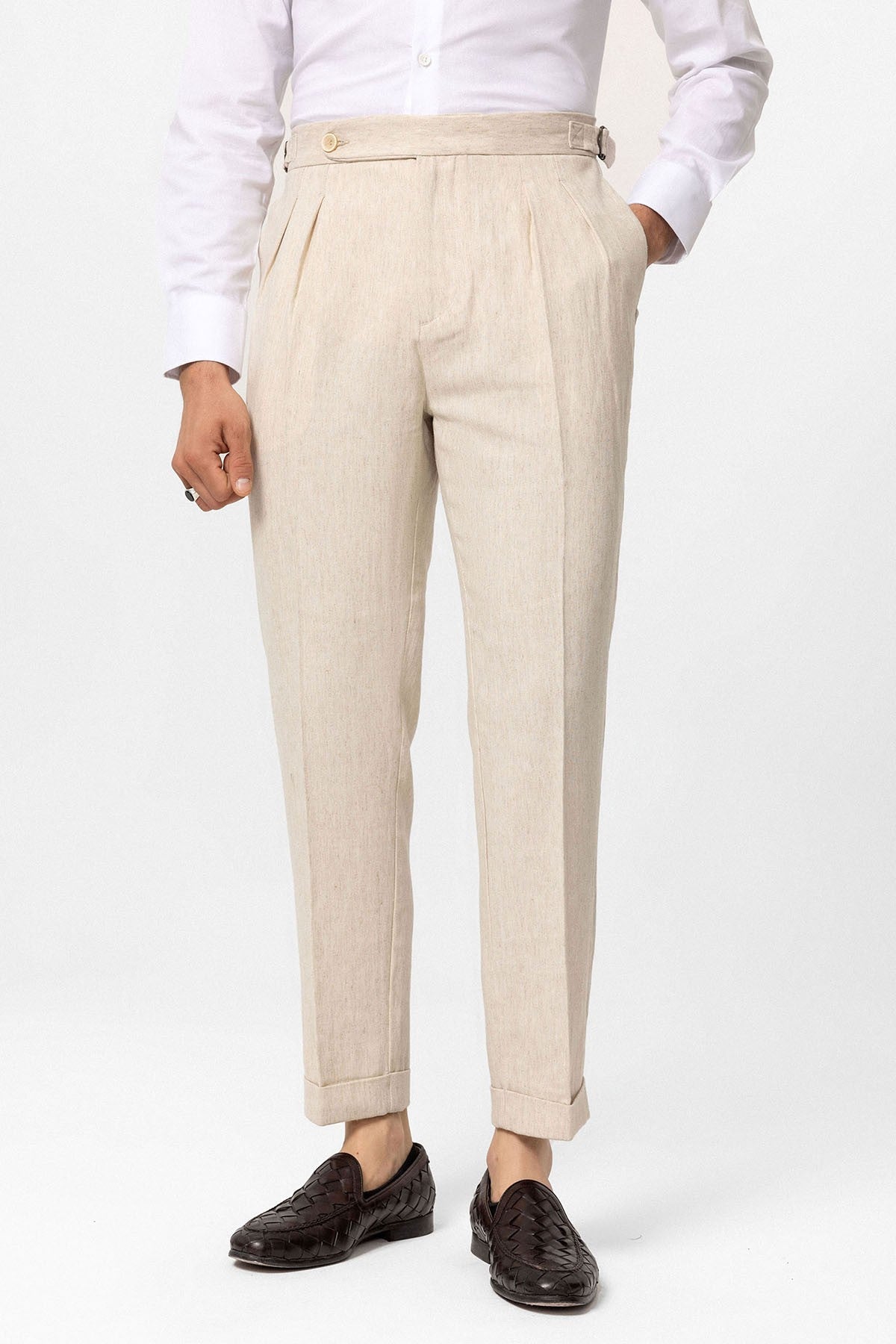 Antioch High-Waisted Linen-Blend Double-Cuff Men's Pants