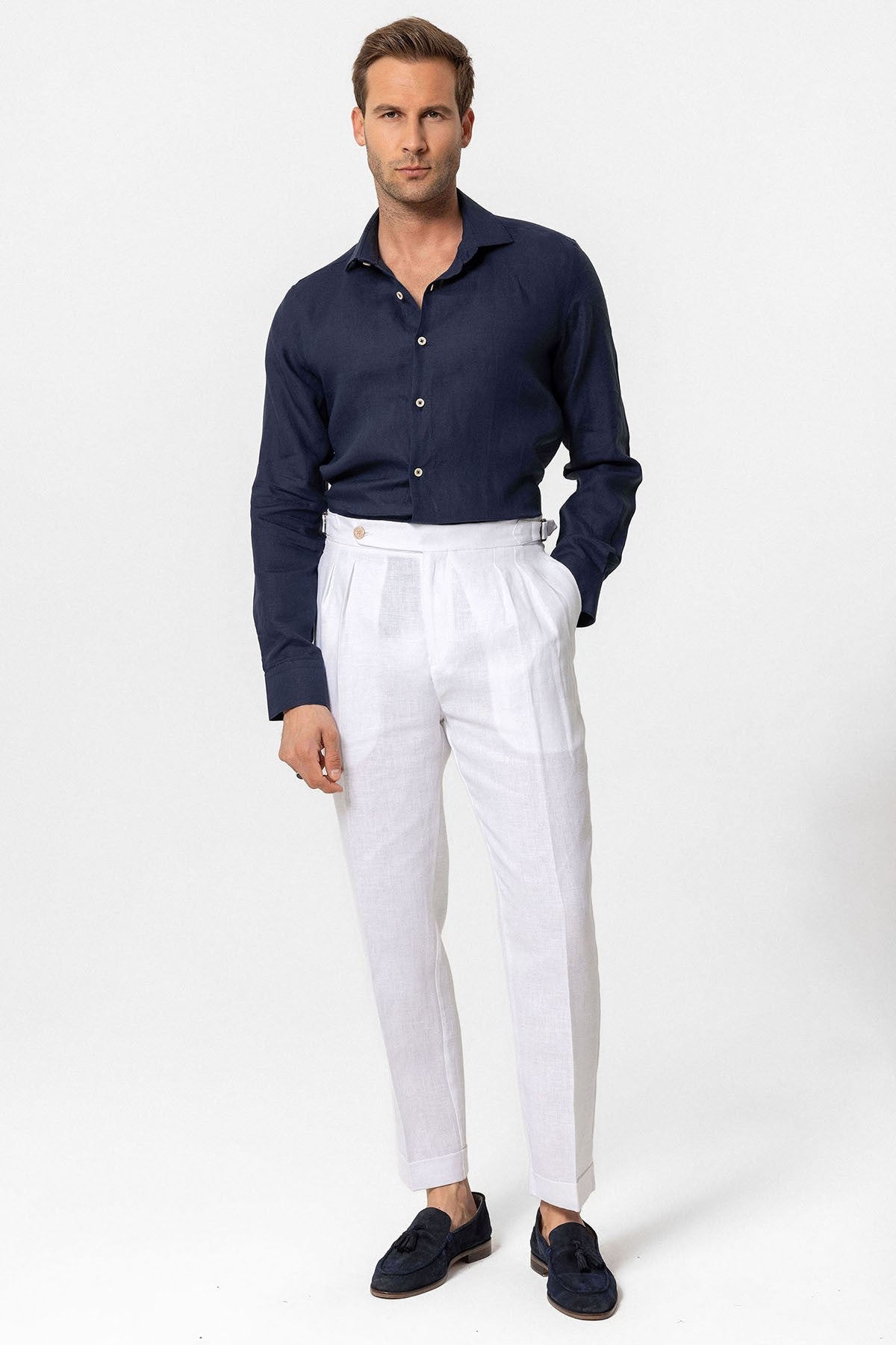 Antioch High-Waisted 100% Linen Pleated Men's Pants