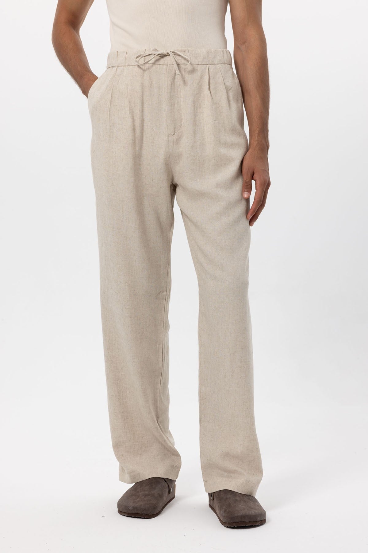 Antioch Belted Linen-Blend Baggy Men's Pants