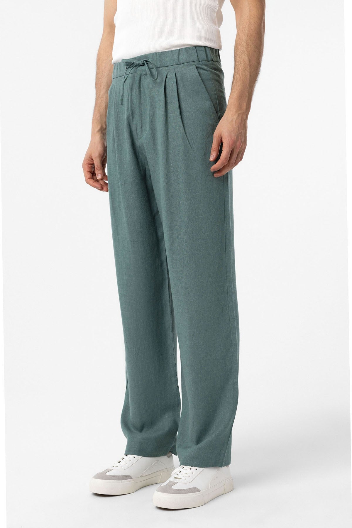 Antioch Belted Linen-Blend Baggy Men's Pants
