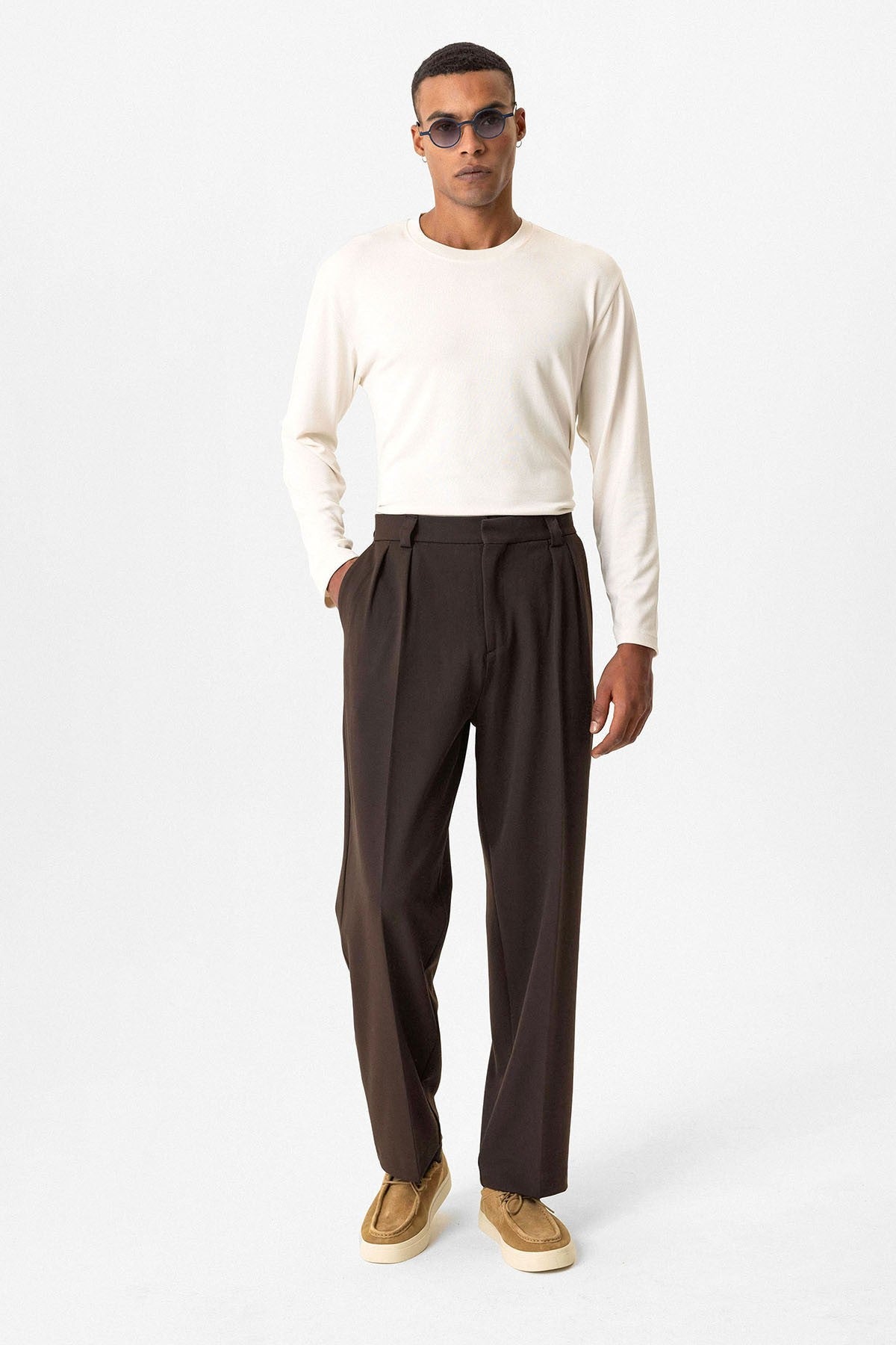 Antioch High-Waisted Pleated Relaxed-Fit Baggy Men's Pants