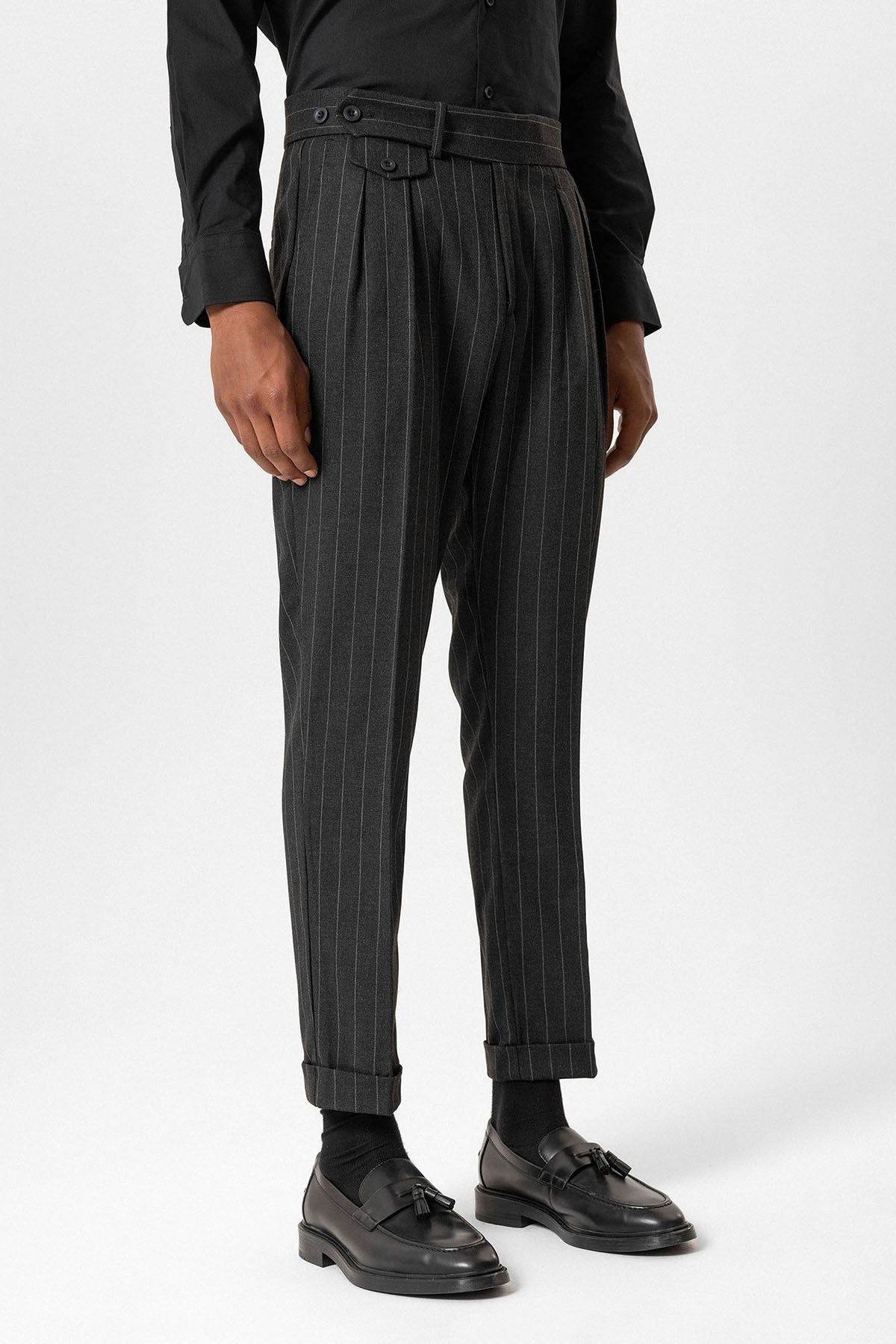 Antioch High-Waisted Pleated Striped Men's Pants