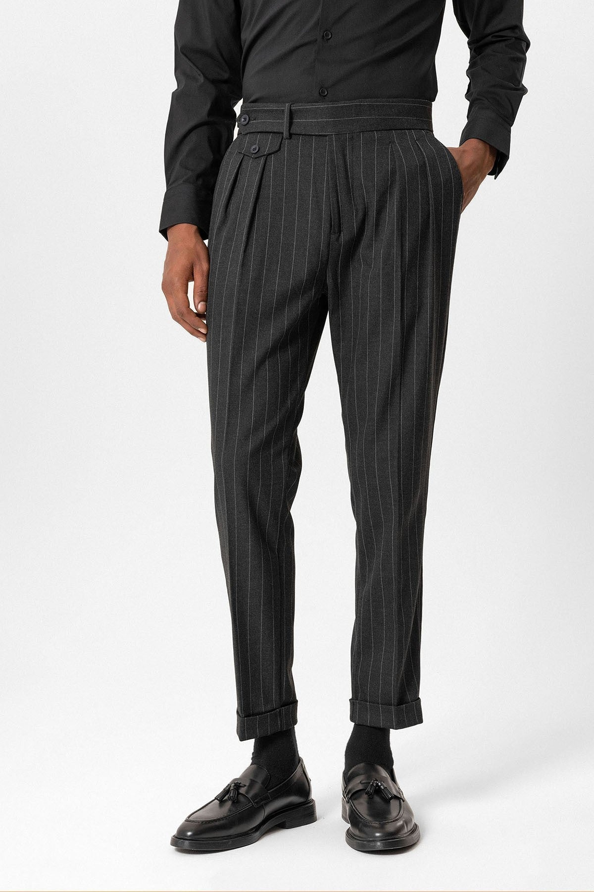 Antioch High-Waisted Pleated Striped Men's Pants