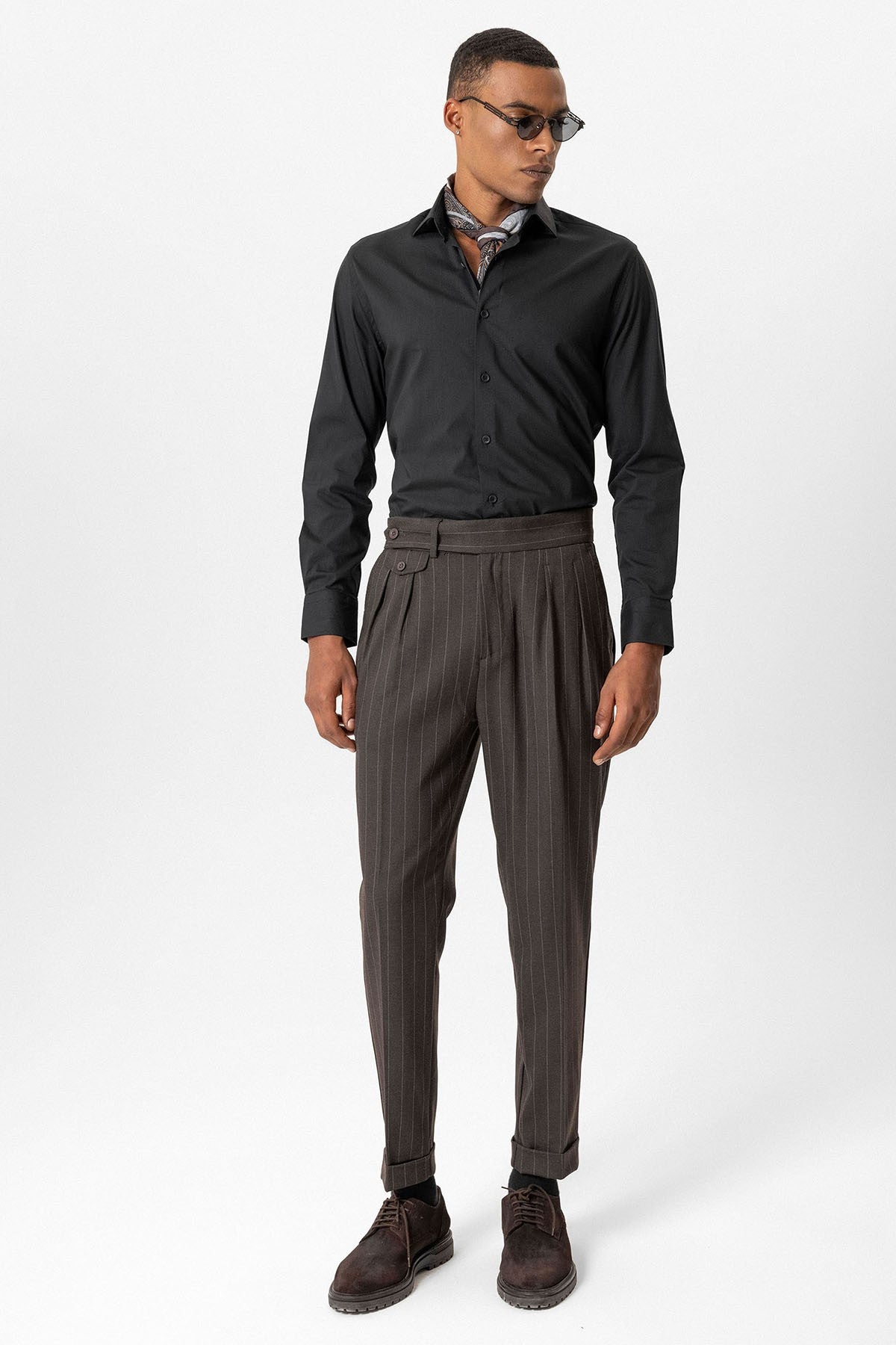 Antioch High-Waisted Pleated Striped Men's Pants