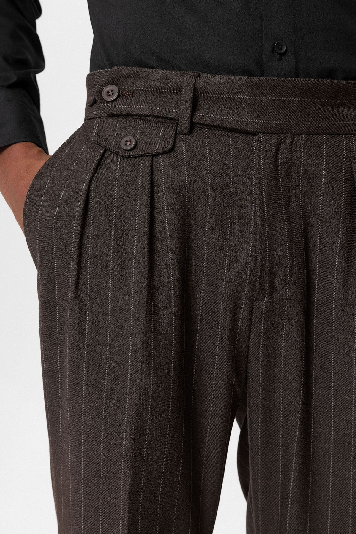 Antioch High-Waisted Pleated Striped Men's Pants