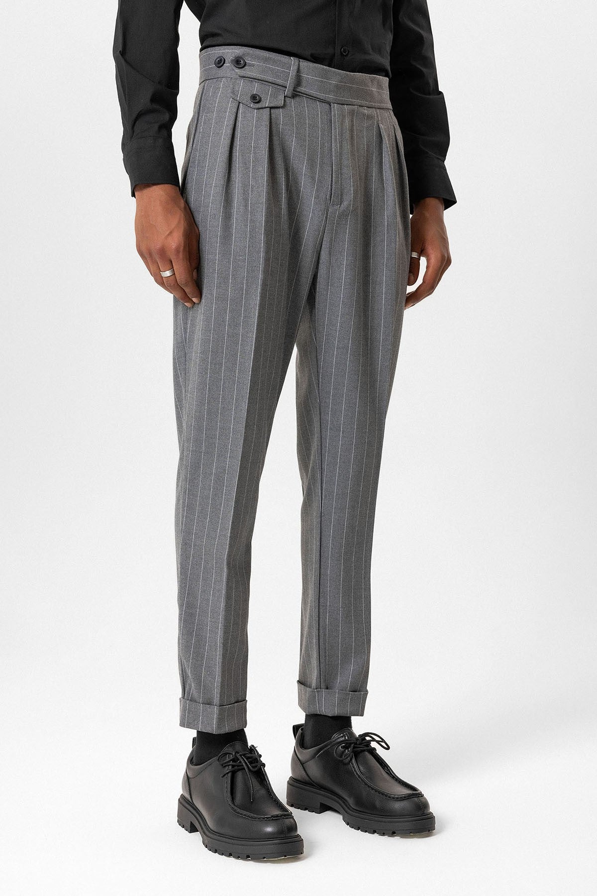 Antioch High-Waisted Pleated Striped Men's Pants