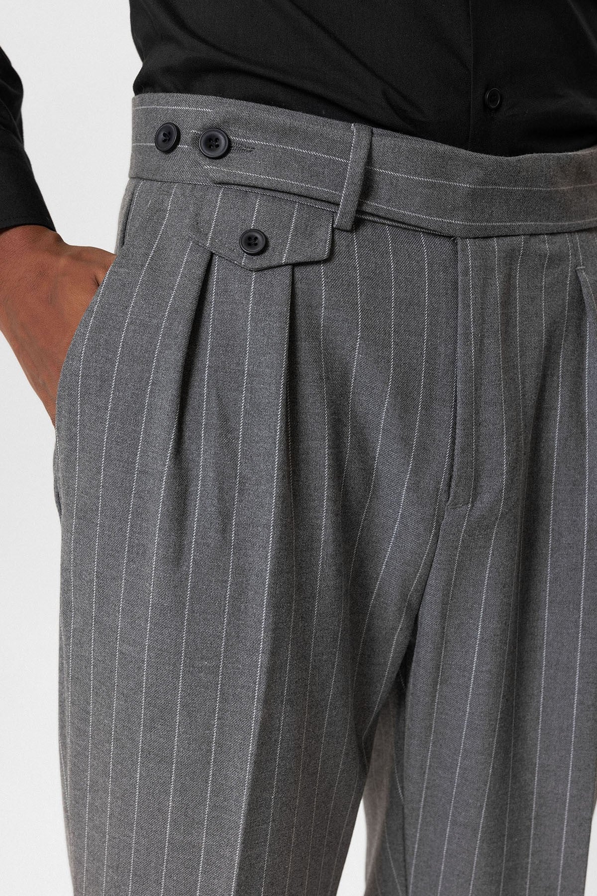 Antioch High-Waisted Pleated Striped Men's Pants