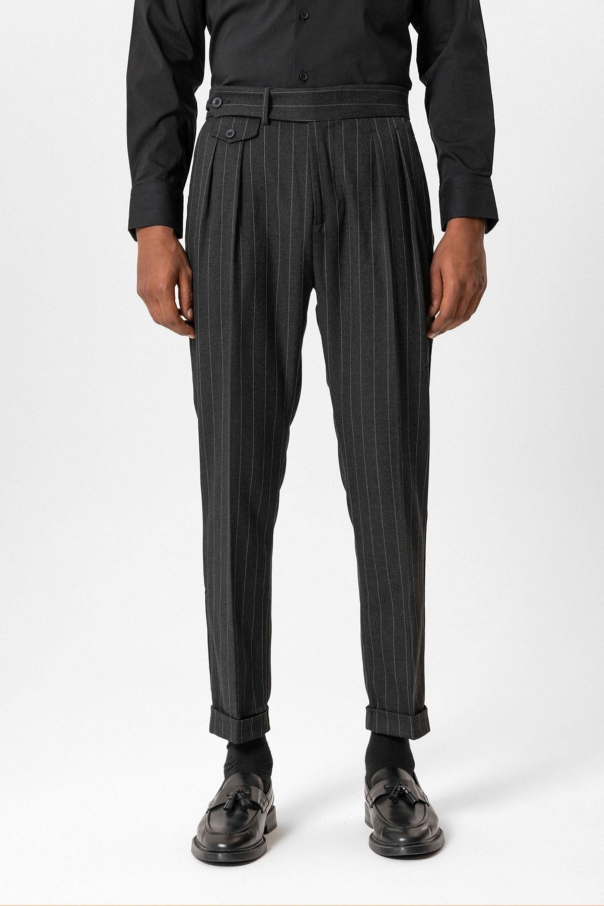 Antioch High-Waisted Pleated Striped Men's Pants