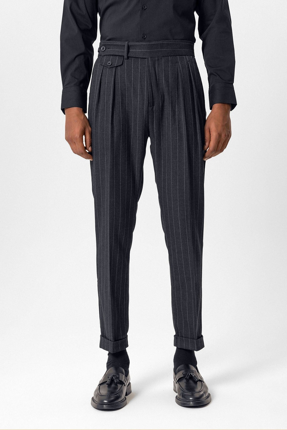 Antioch High-Waisted Pleated Striped Men's Pants