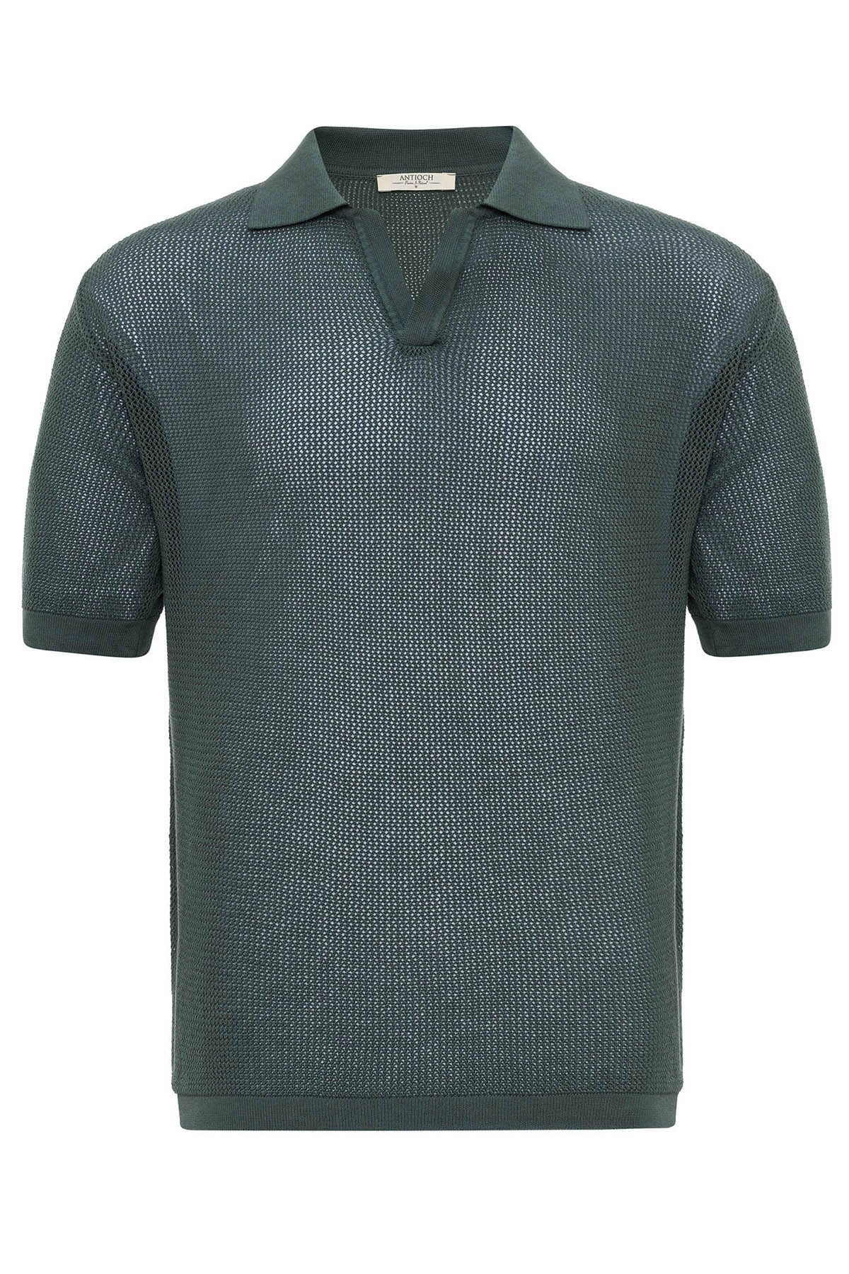 Men's Polo-Neck Openwork T-Shirt