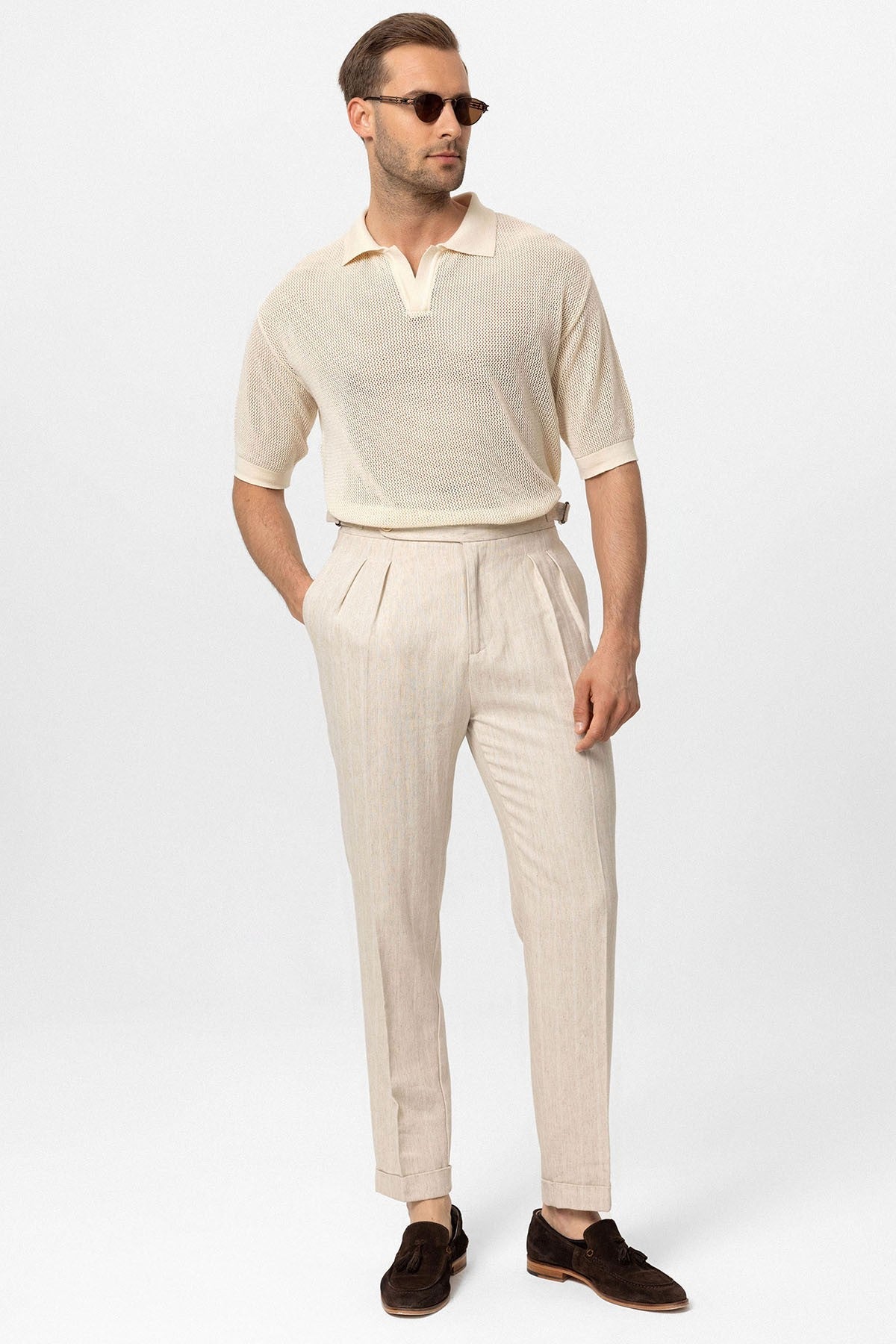 Men's Polo-Neck Openwork T-Shirt