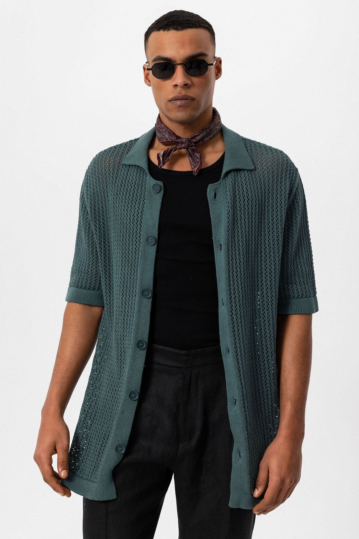 Antioch Short-Sleeved Openwork Men's Shirt