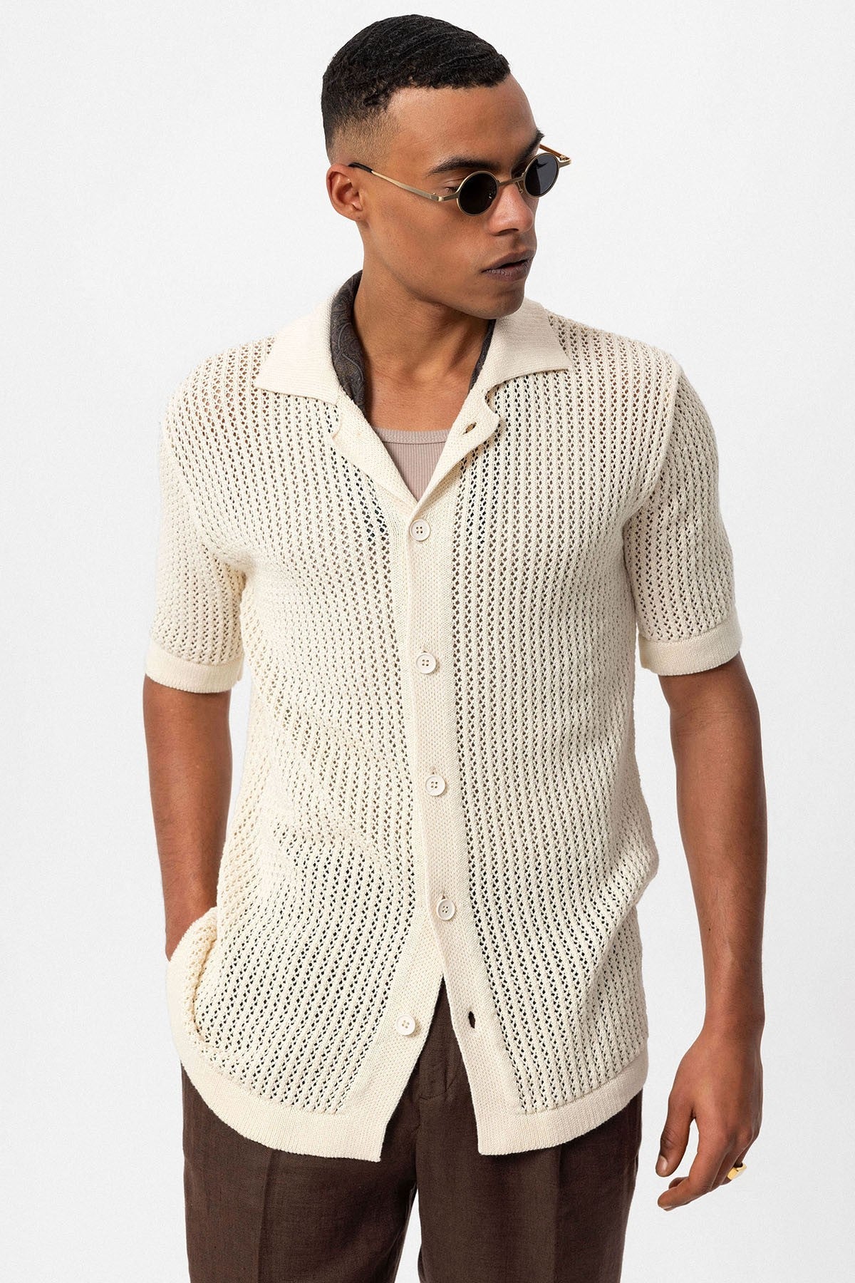 Antioch Short-Sleeved Openwork Men's Shirt