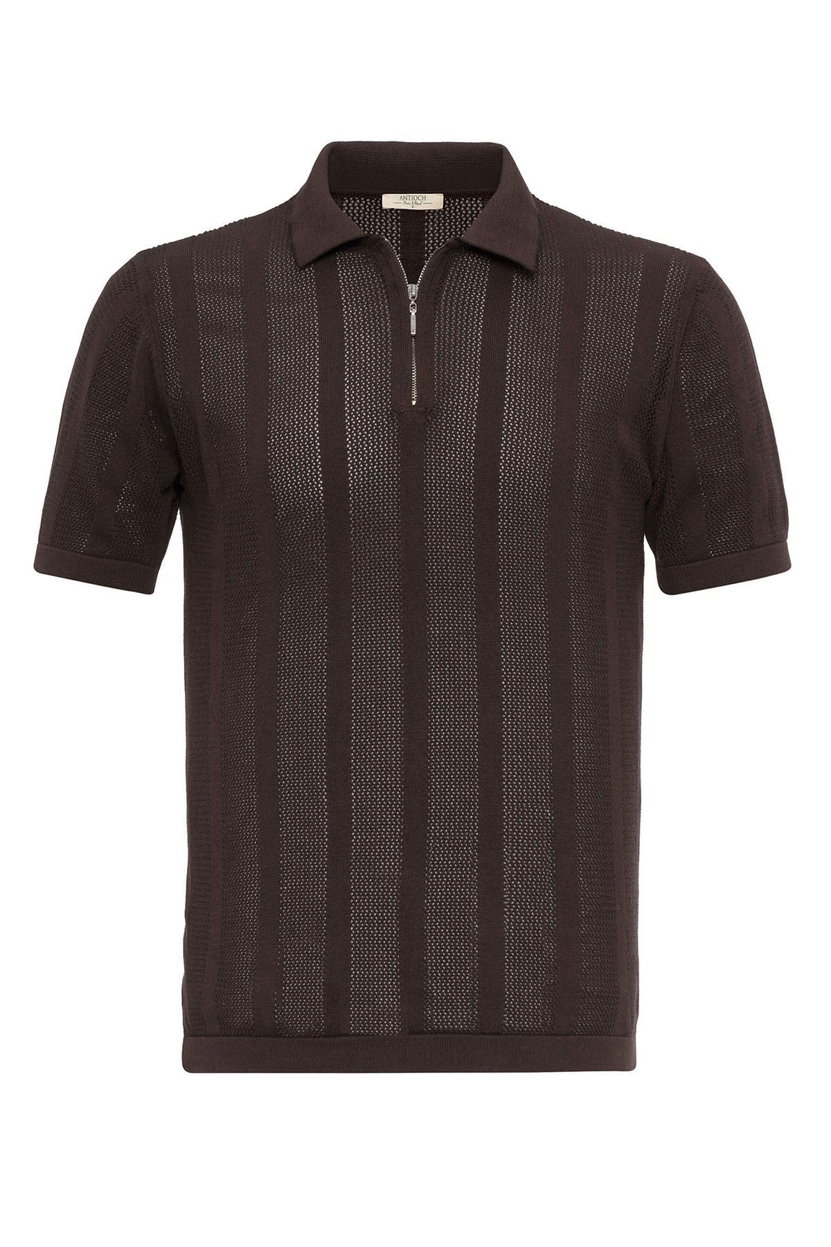 Antioch Polo-Neck Zipper-Front Knit Men's T-Shirt