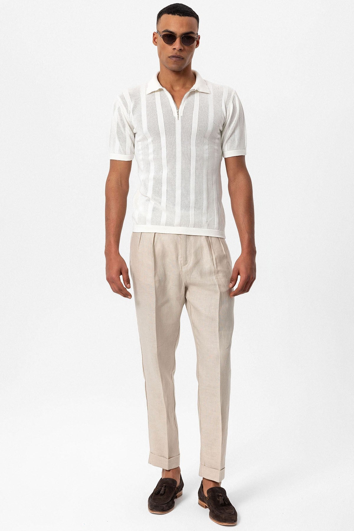 Antioch Polo-Neck Zipper-Front Knit Men's T-Shirt
