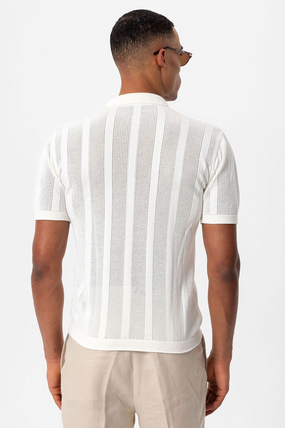 Antioch Polo-Neck Zipper-Front Knit Men's T-Shirt