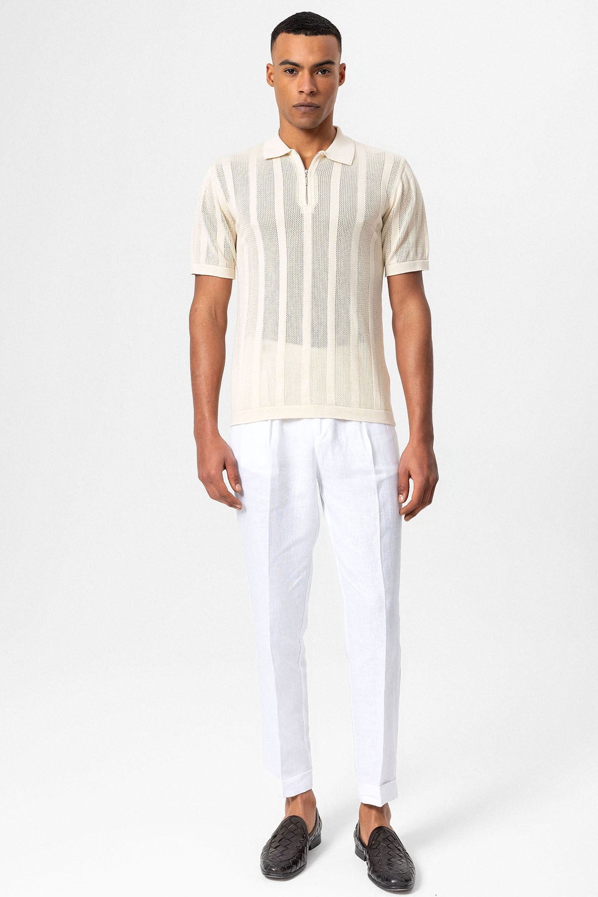 Antioch Polo-Neck Zipper-Front Knit Men's T-Shirt
