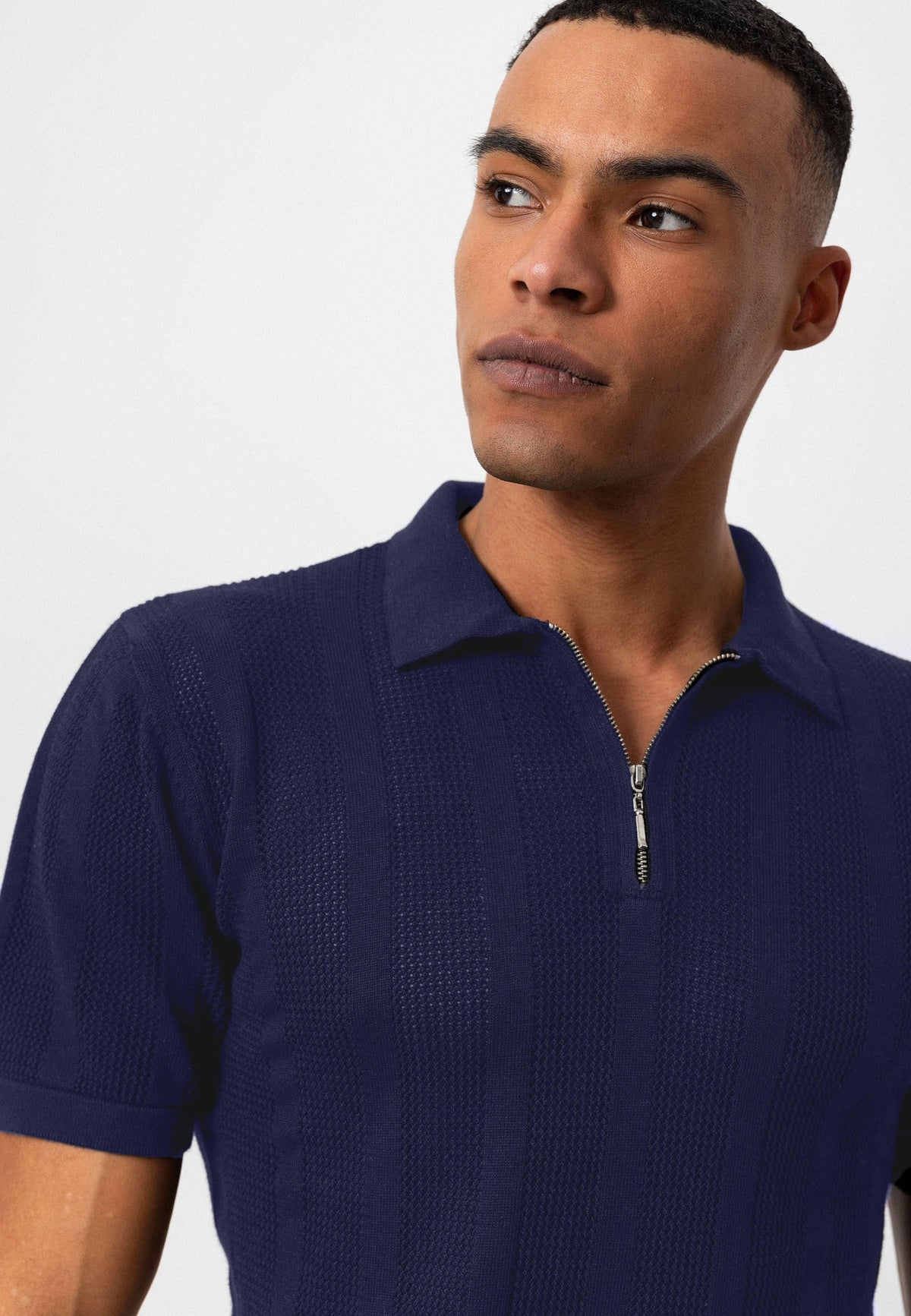 Antioch Polo-Neck Zipper-Front Knit Men's T-Shirt