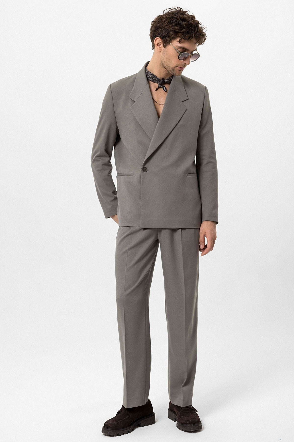 Men's Double-Breasted Blazer with Slit Pockets
