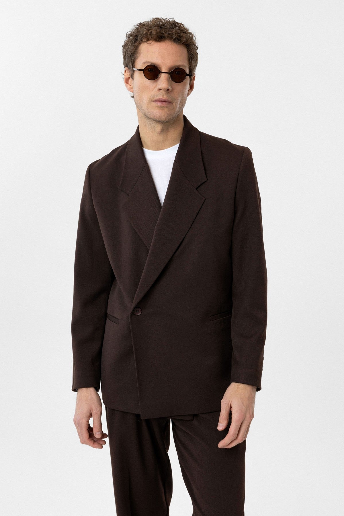 Men's Double-Breasted Blazer with Slit Pockets